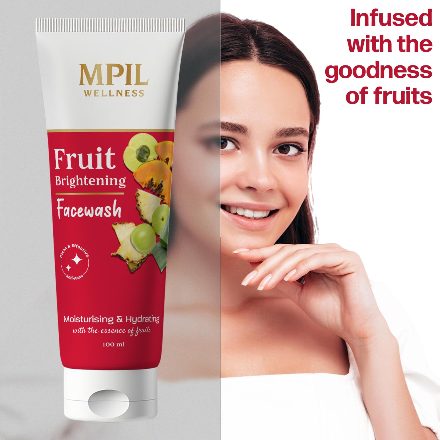 Organic Papaya & Pineapple Brightening Face Wash | Ayurvedic Gel Cleanser for Glowing Skin | Aloe Vera Hydrating & Moisturizing | Gentle Cleansing for Men & Women | 100ml | Perfect for Daily Skincare & Post-Workout Refresh