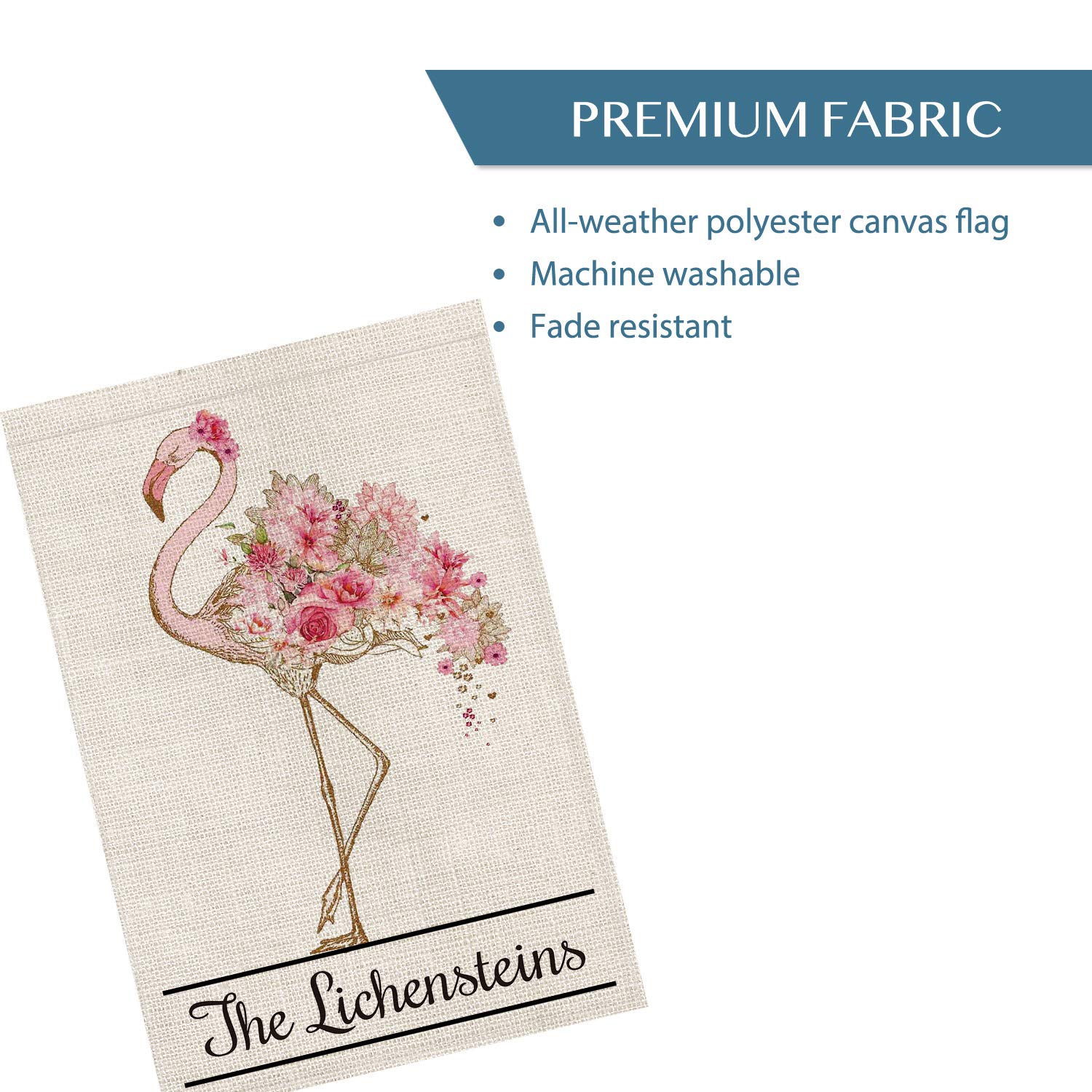 Personalized Flamingo Garden Flag - Custom Family Name Summer Spring Flower Decor - Double Sided 12x18 Inch Rustic Farmhouse Burlap - Perfect for Yard, Outdoor & Porch Decoration - Great Gift for Mother's Day & Housewarming