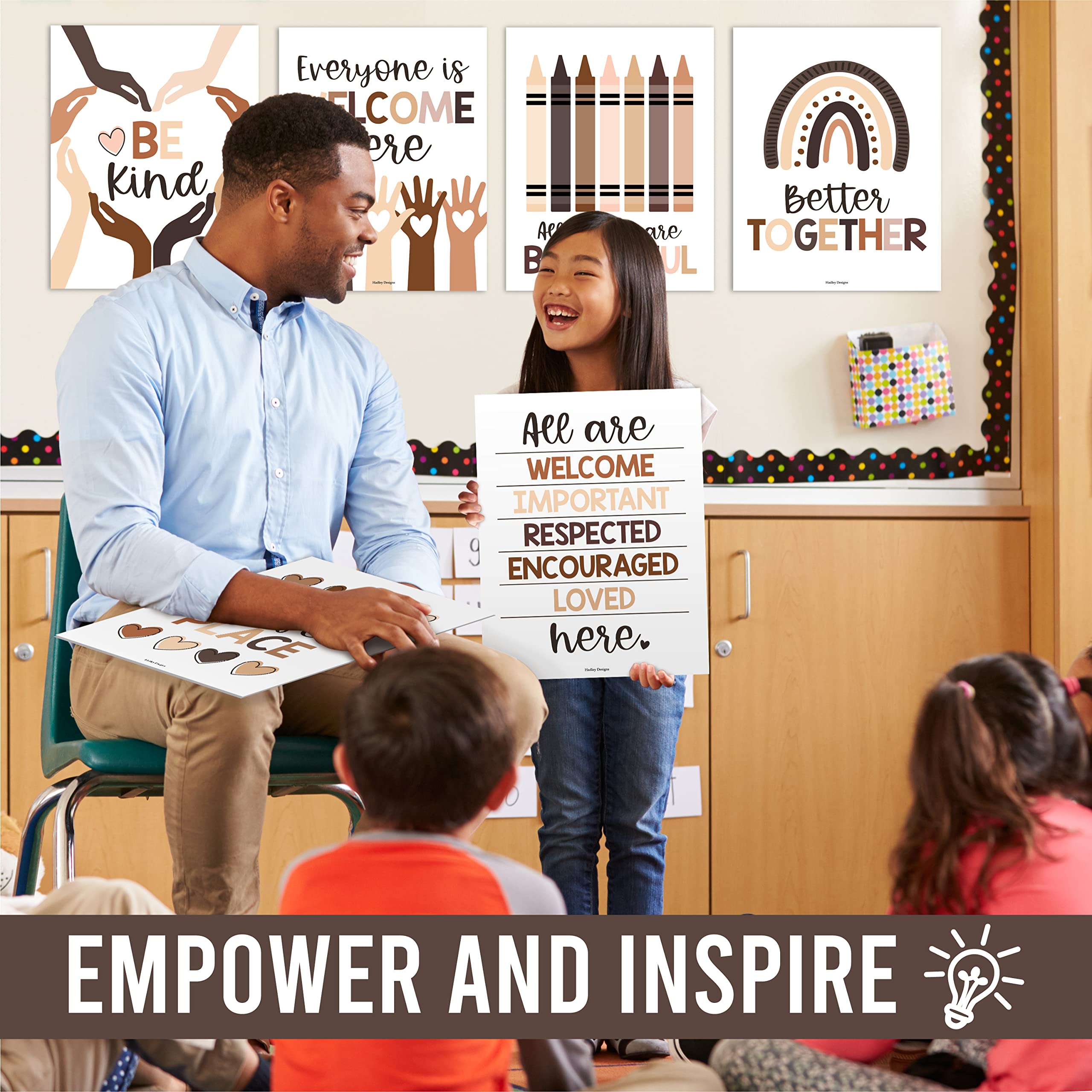 Diversity Posters for Classroom - 6 Kindness & Inclusion Wall Art Prints (11x14 inches) | Multicultural Classroom Decor for Teachers, Schools & Office Workplace | Boho Themed Motivational Posters for Diversity Education & Inclusive Environments