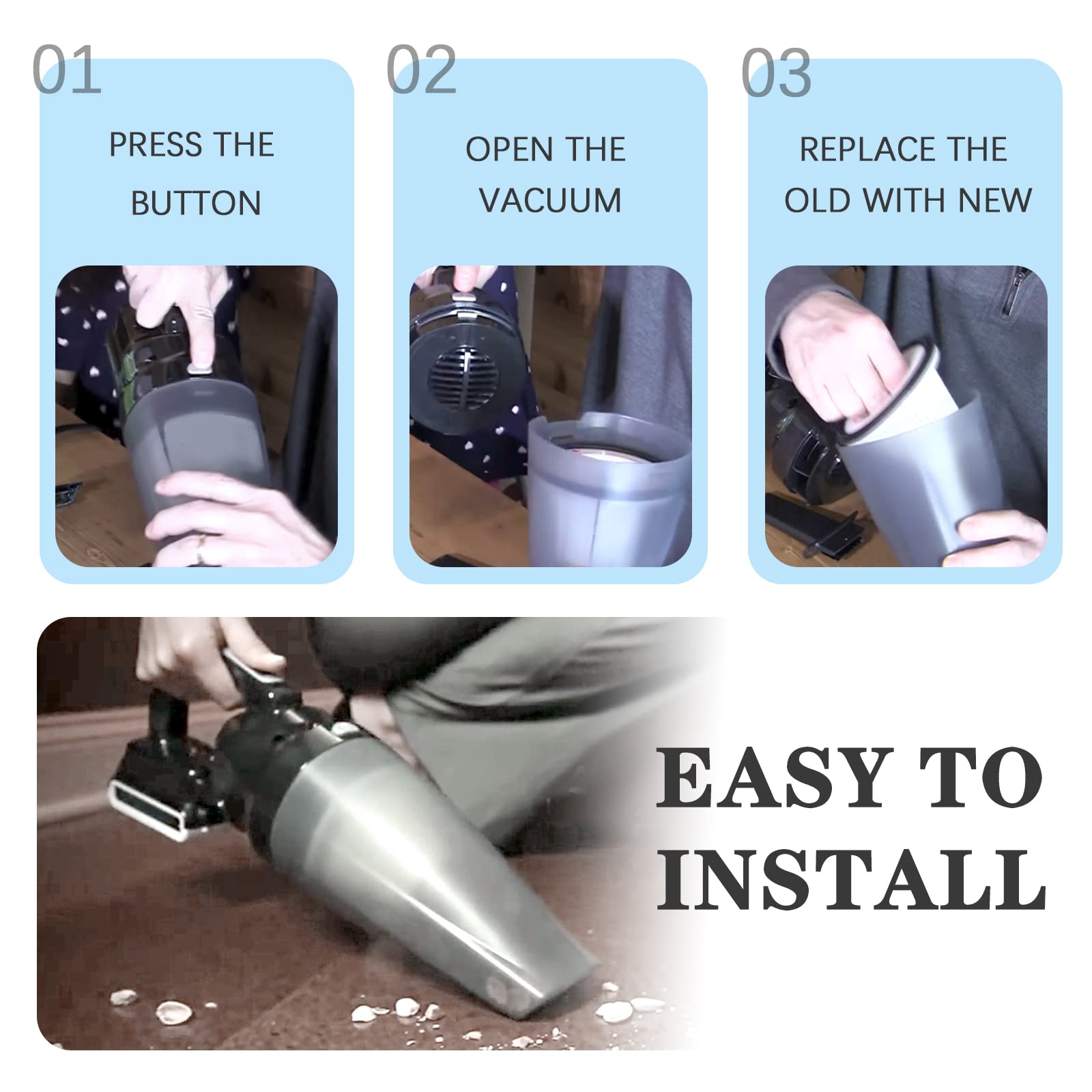 BLACK & DECKER VF200SP BDH2000SL/BDH1800S Vacuum Replacement Filters (4-Pack) with Cleaning Brush - Compatible with Handheld Vacuums - Part #90543043-01 - Ideal for Home Cleaning, Pet Hair Removal & Car Detailing