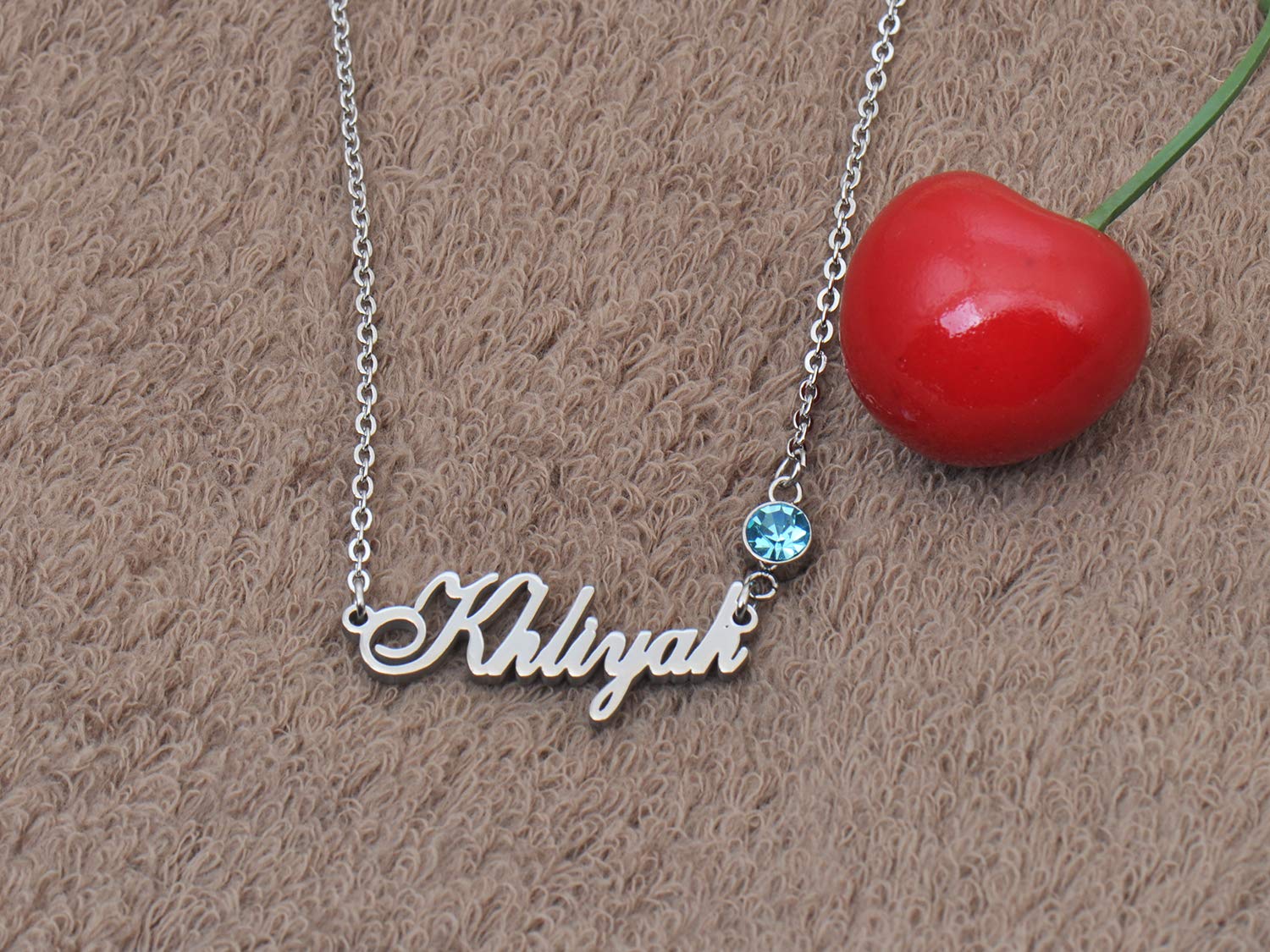 Personalized Silver Name Necklace with Delicate Birthstone Charm - Perfect Gift for Her Birthday, Anniversary & Special Occasions