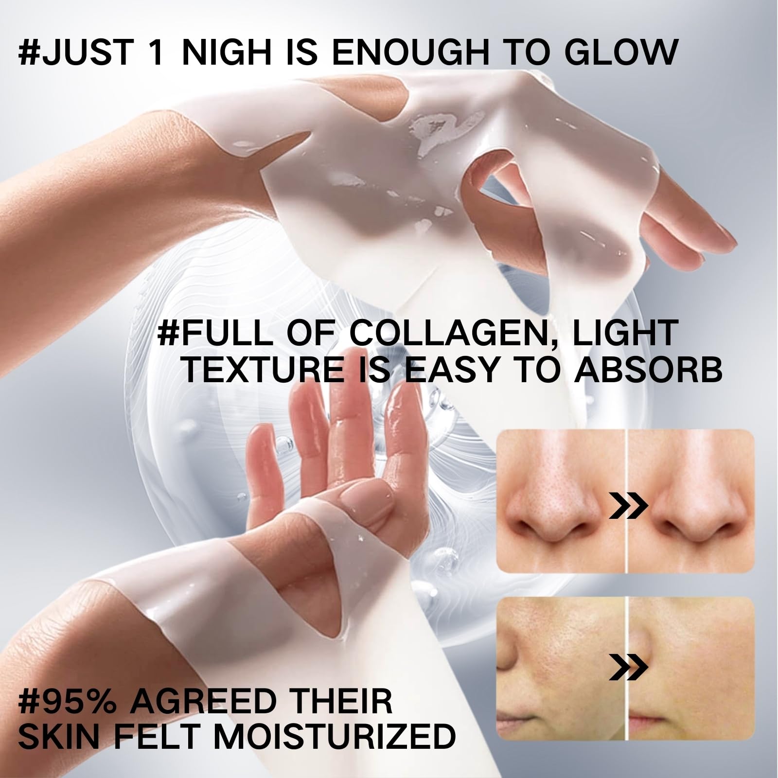 Bio Collagen Face Mask 5PCS - Deep Hydration Overnight Hydrogel Mask for Skin Care | Korean Beauty Facial Treatment | Perfect for Night Routine & Spa Days