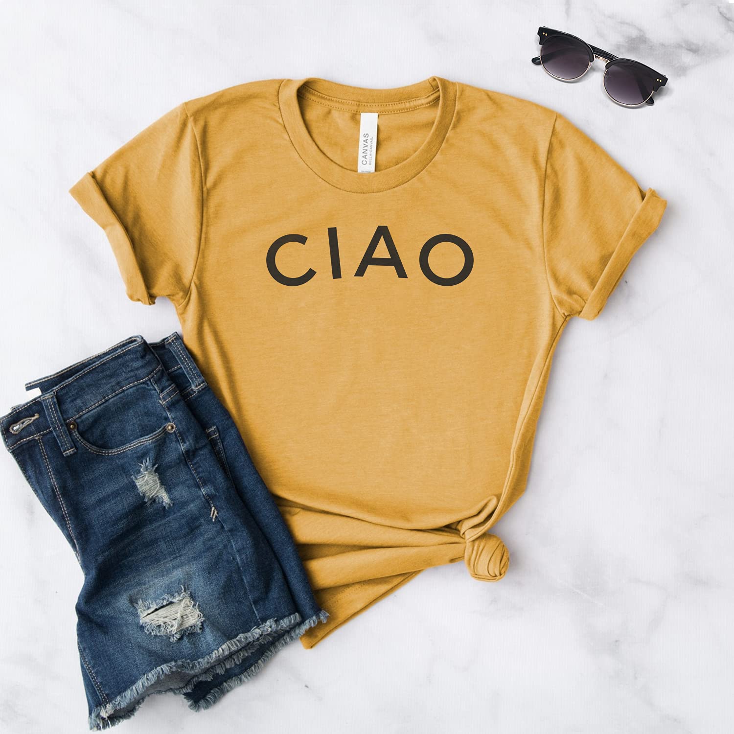 Ciao Shirt - Italian Graphic Tee for Men & Women - Softstyle Unisex T-Shirt with Rome & Italy Design - Perfect for Travel, Gifts & Casual Wear