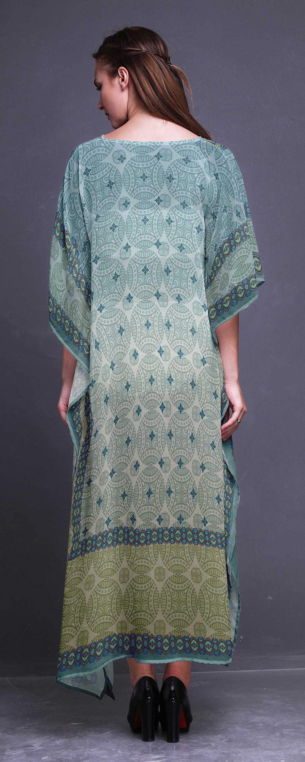 Stylish Floral Ethnic Beach Kaftan - Women's Bikini Cover Up Maxi Dress Long Caftan for Summer Vacation, Pool Party & Boho Fashion