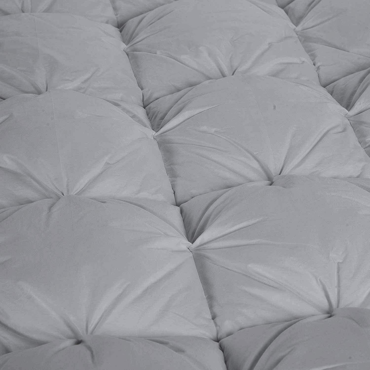 Premium 1000 Thread Count 100% Egyptian Cotton Half Pinch Pleated Comforter Set - Ultra Soft Oversized Super King Size in Silver | Luxury Bedding for Master Bedroom, Guest Room & Hotel Decor