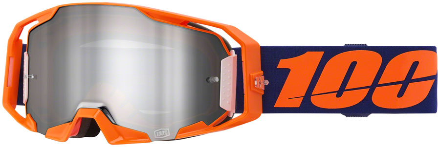 100% ARmatic Goggles - Neon Orange with Mirror Silver Flash Lens | UV Protection Sports Eyewear for Cycling, Skiing & Outdoor Activities