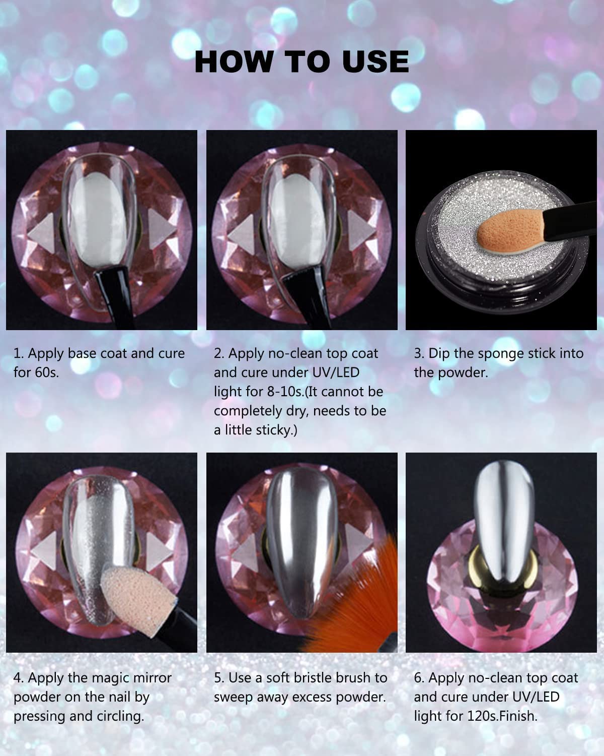 NAILWIND Chrome Nail Powder Set - 3D Holographic Mirror Effect Nail Art Pigments (2-Piece Gold & Silver) for Professional Salon & DIY Manicure at Home