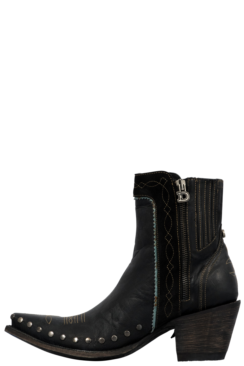 Old Gringo Double D Ranch Women's Apache Boots - Black Leather Cowboy Boots for Western Riding, Country Fashion & Outdoor Events