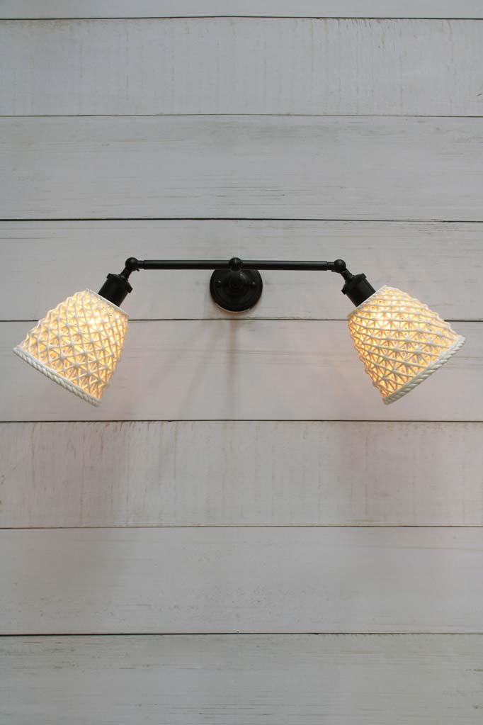 Milan Ceramic Double Swivel Arm Wall Light - Adjustable Modern Sconce for Living Room, Bedroom, or Hallway Lighting