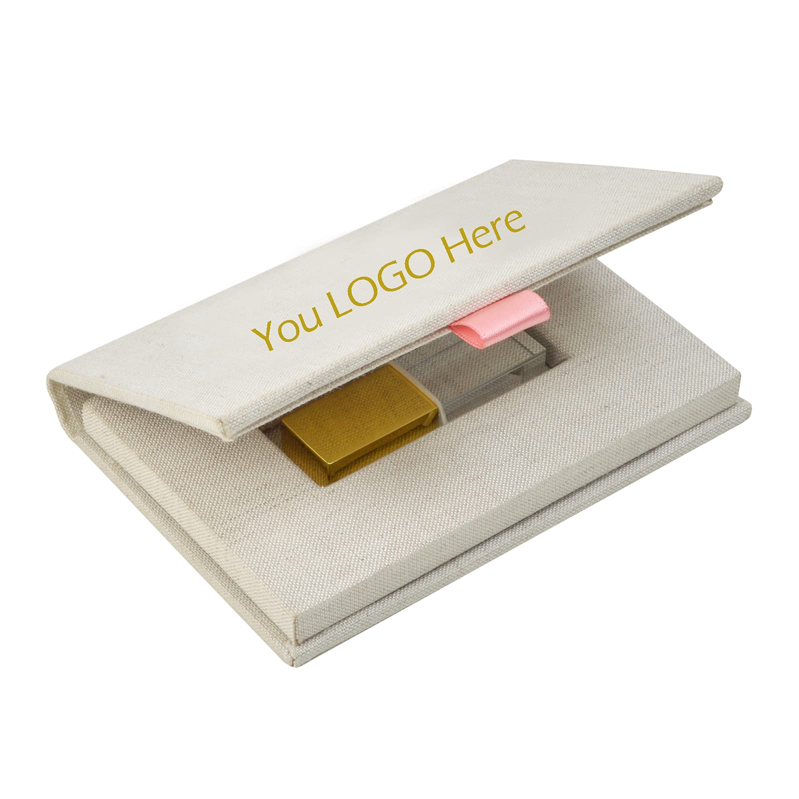 Custom Linen USB Flash Drive Case with Personalized Logo - Premium Wedding Photographer Client Gift & Photography Packaging (10-Piece Set with Free Logo) - Perfect for Wedding Albums, Photo Storage & Corporate Branding Gifts