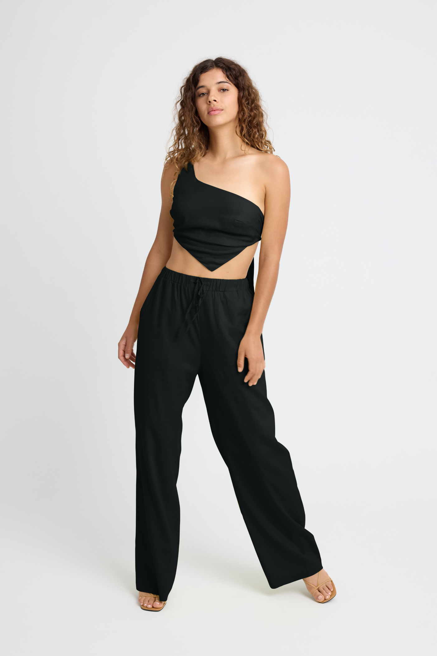Briar Linen Wide Leg Pants for Women - Soft & Comfortable High Waisted Trousers - Black - Perfect for Summer, Office Wear & Casual Outfits