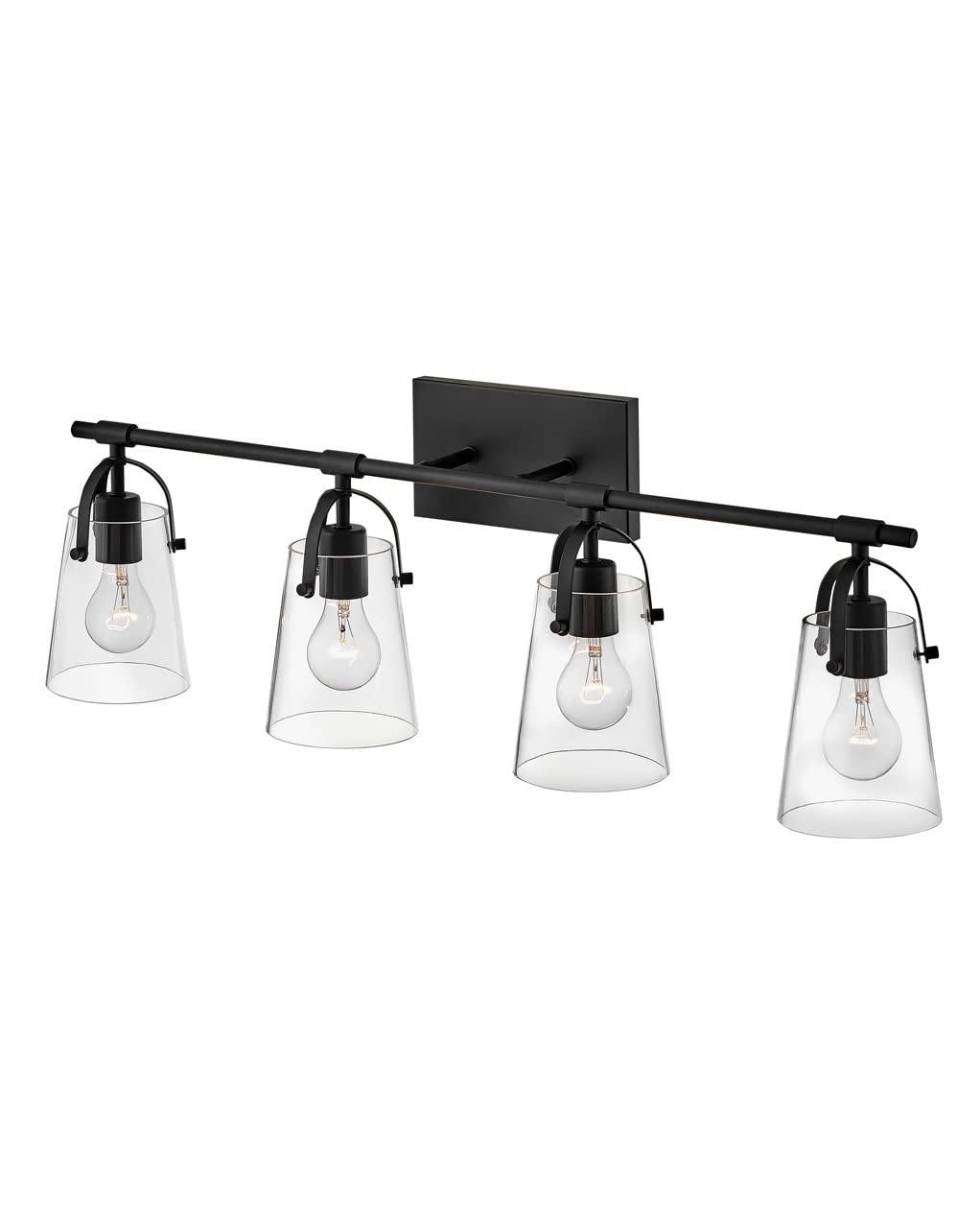 Hinkley Foster Collection 4-Light Bathroom Vanity Light Fixture - Black Finish with Clear Glass Shades for Bathroom Mirror Lighting & Modern Home Decor