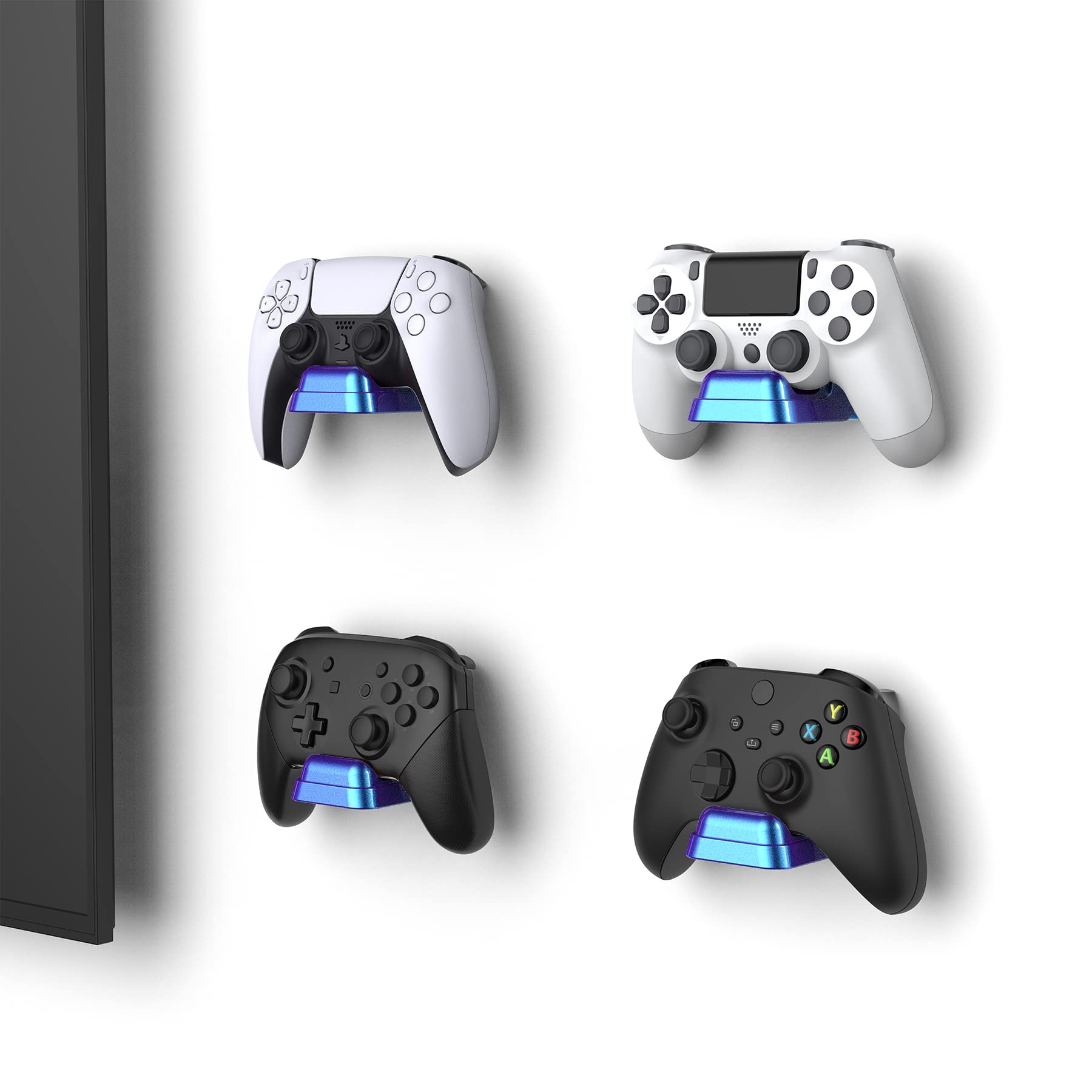 PlayVital Universal Game Controller Wall Mount Holder for PS5, Xbox Series X/S, Switch Pro & Headset - Chameleon Purple Blue - Space-Saving Gaming Accessory for Bedroom, Game Room & Office Organization