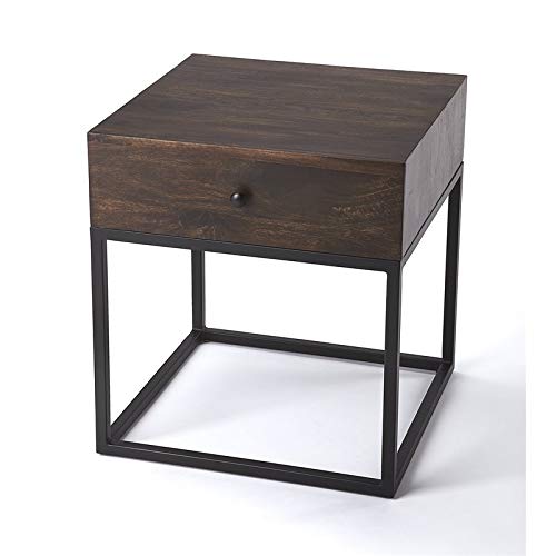 Rustic Industrial Iron End Table - Beaumont Lane Brown Side Table for Living Room, Bedroom, or Office Decor