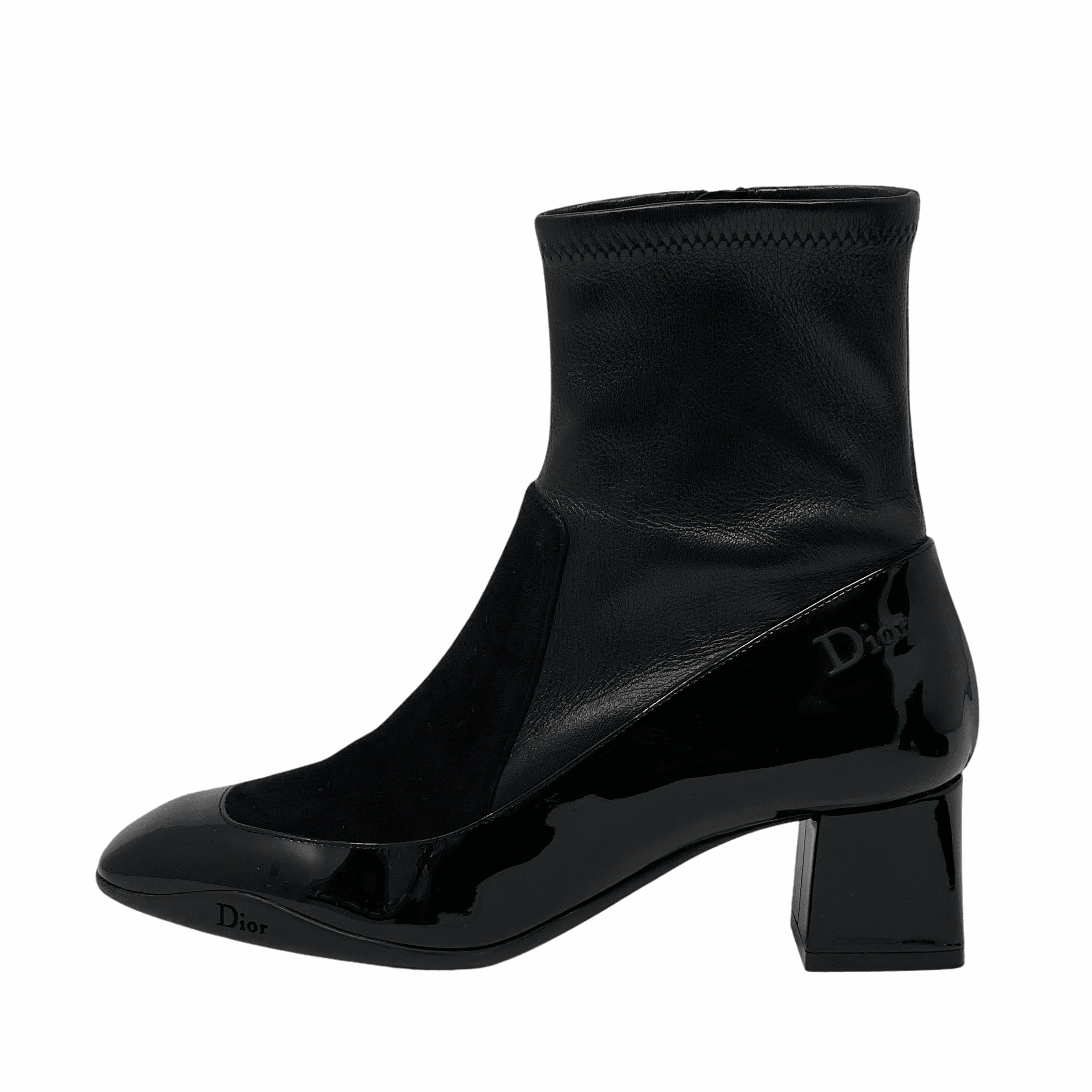 Dior Black Stretch Ankle Boots Women's Size 36.5 - Fashionable Pointed Toe Booties for Office, Party & Night Out