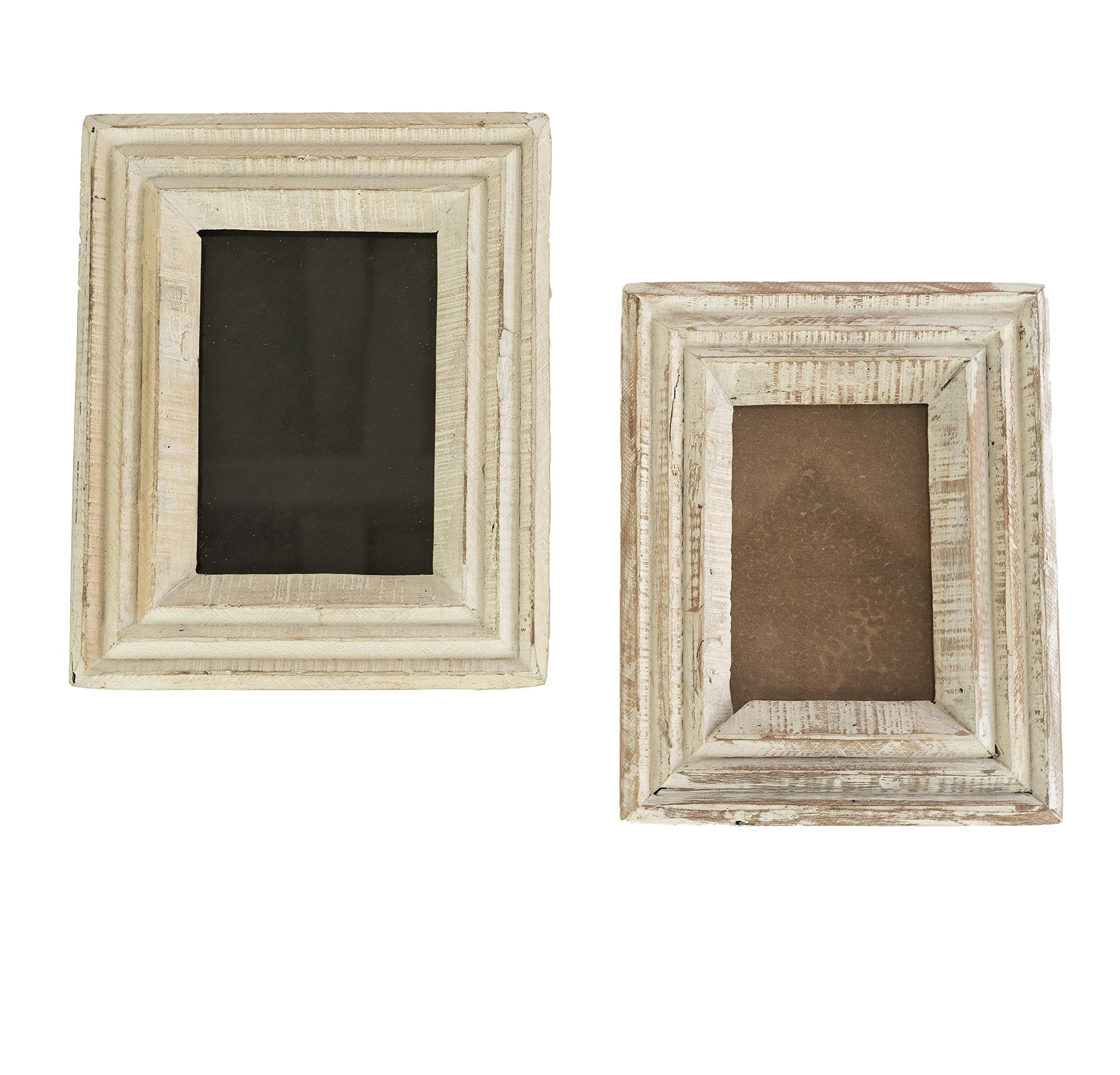 Vintage White Wash Recycled Wood Photo Frame Set - Farmhouse Style 5x7 & 4x6 Picture Frames for Wall Decor | Perfect for Living Room, Bedroom, Office & Rustic Home Decor
