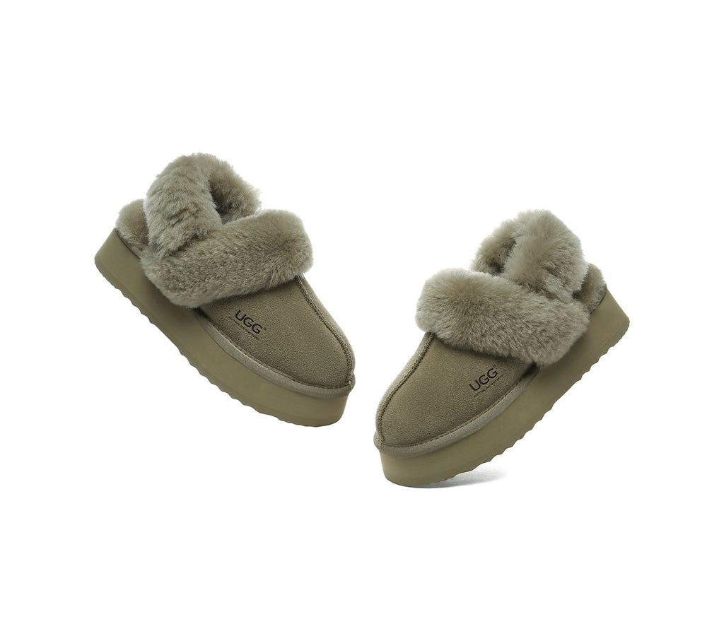 Australian Shepherd® Women's 3-Way Style UGG Slippers with Removable Wool Strap - Slingback Platform House Shoes for Cozy Indoor & Outdoor Wear