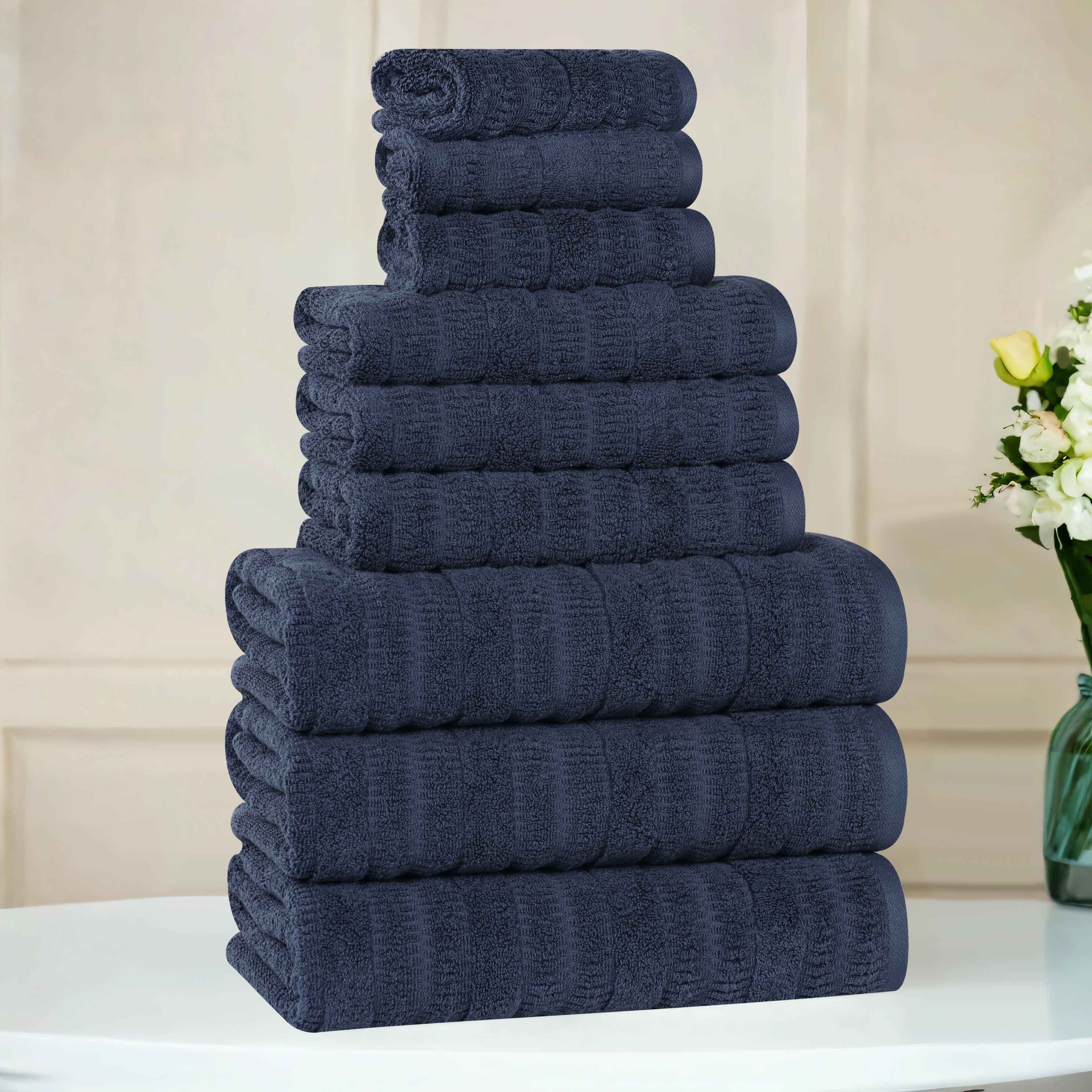 Premium 9-Piece Mika Smart Twist Cotton Towel Set - Soft, Absorbent & Quick-Drying Bath Towels for Spa, Gym & Luxury Home Use