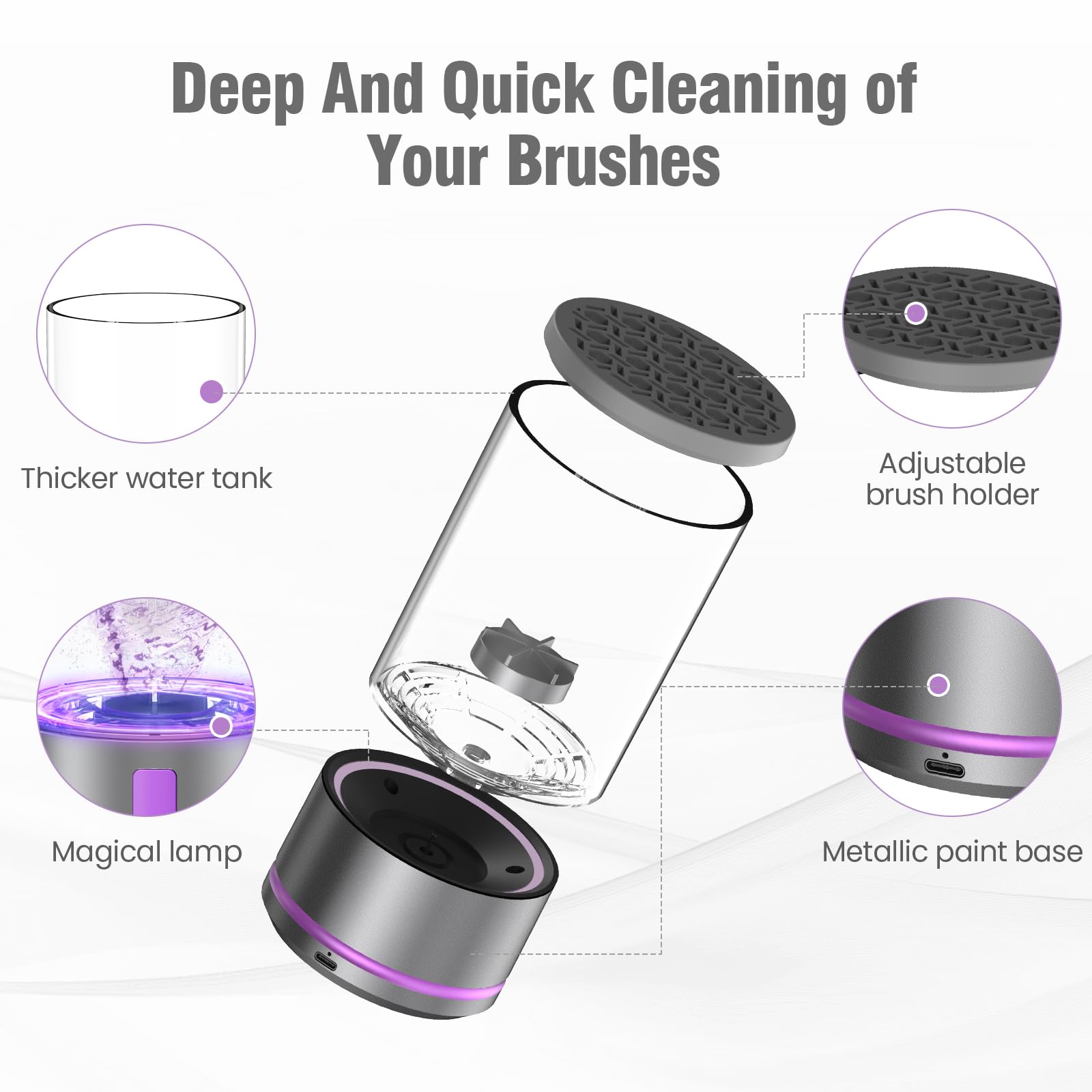 2 in 1 Electric Makeup Brush Cleaner Machine - Automatic Spinning Brush & Sponge Washer for All Sizes | Perfect for Home Salon, Professional Makeup Artists & Beauty Enthusiasts