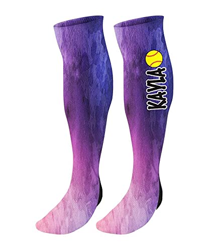 Custom Personalized Softball Knee High Socks with Name or Team - Watercolor Design Sports Socks for Women & Girls - Perfect for Games, Practice, and Team Gifts