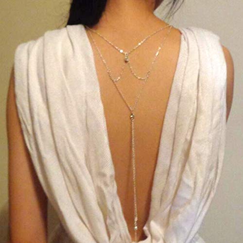 Elegant Rhinestone Body Chains - Silver Back Necklace for Women & Girls | Dainty Bridal Jewelry for Weddings, Parties & Special Occasions