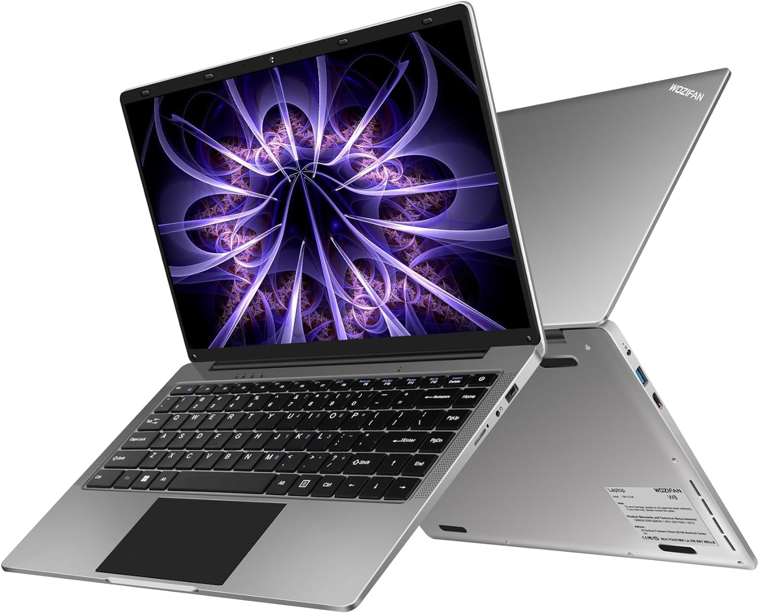 WOZIFAN Windows 11 Laptop 14 Inch Notebook - 256GB SSD with 1TB Expandable Storage, Dual Band WiFi (2.4G+5G), Bluetooth 4.2, USB & HDMI Ports, 1920x1080 FHD Display - Includes Wireless Mouse (Gray) - Perfect for Work, Study & Entertainment