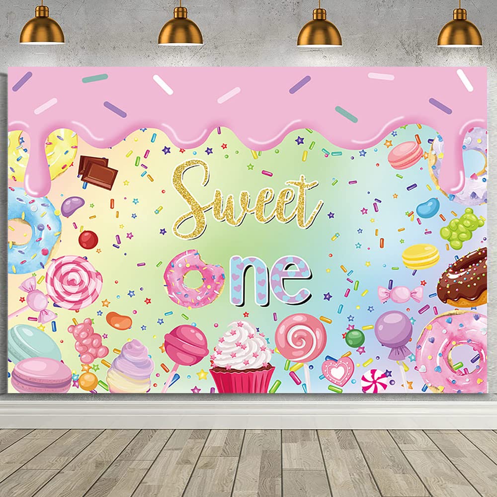 MEHOFOND 8x6ft Sweet Donut Backdrop - 1st Birthday Party Decorations for Girls | Donut Theme Background, Birthday Banner Supplies | Perfect for Baby Shower, First Birthday Photo Booth & Dessert-Themed Celebrations