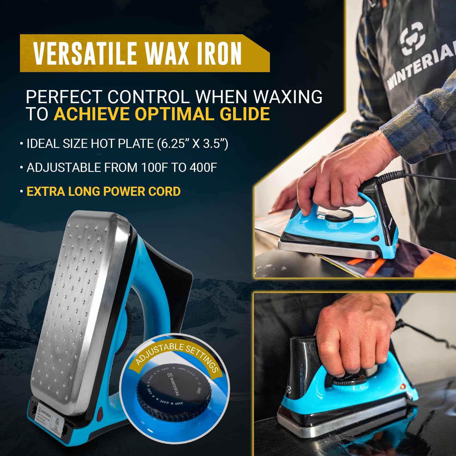 Winterial Complete Snowboard & Ski Tuning Kit - All-Temp Wax, Edge Tuner, PTEX Rods, Waxing Iron & Apron for Professional-Grade Maintenance at Home or On the Go - Perfect for Pre-Season Prep, Mid-Season Touch-Ups & Post-Season Storage