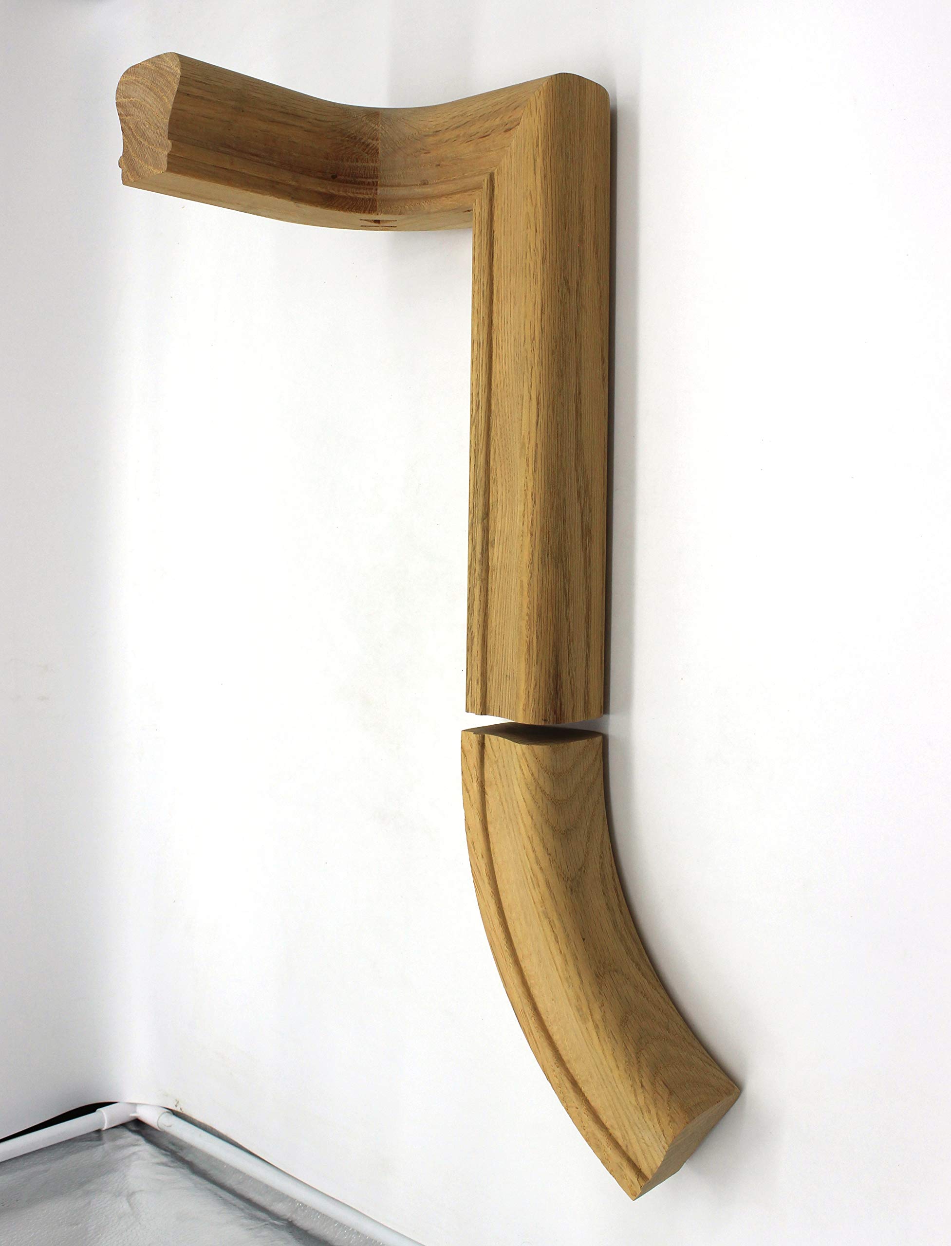 90 Degree Left Hand Gooseneck 2 Rise Stair Handrail - 6010 Series Hardwood Red Oak - No Cap Quarterturn Design for Staircase Safety & Elegant Home Decor