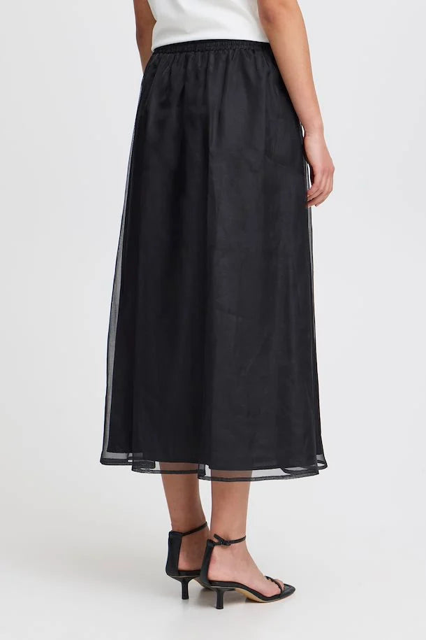 Stylish Meko Midi Skirt for Women - Classic Black Flowy Skirt | Perfect for Office, Date Night & Casual Outfits | Comfortable & Fashionable