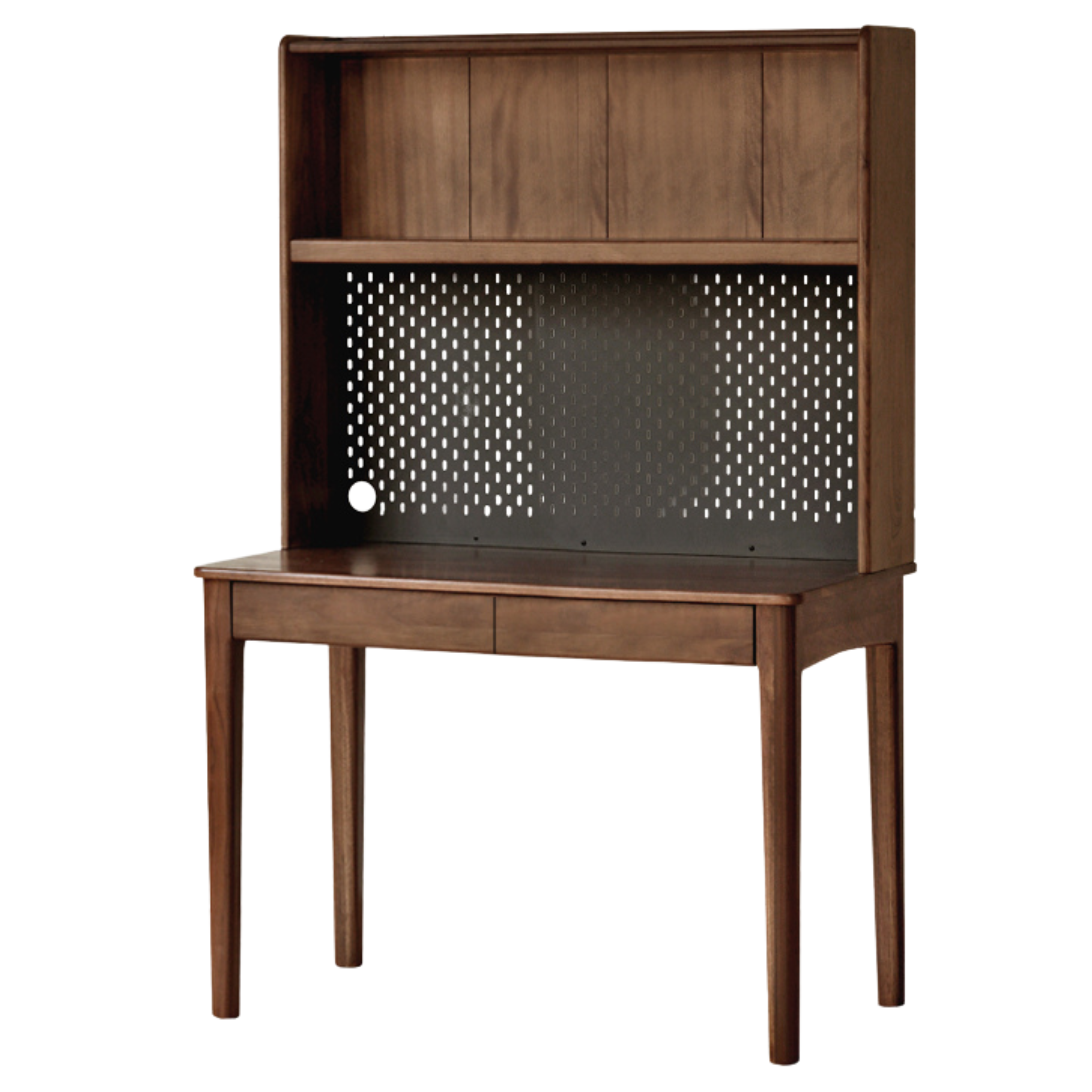 39.3x22x64.5 inch / 100x56x164 cm / Rich Dark Walnut color/ Double drawer desk single layer shelf