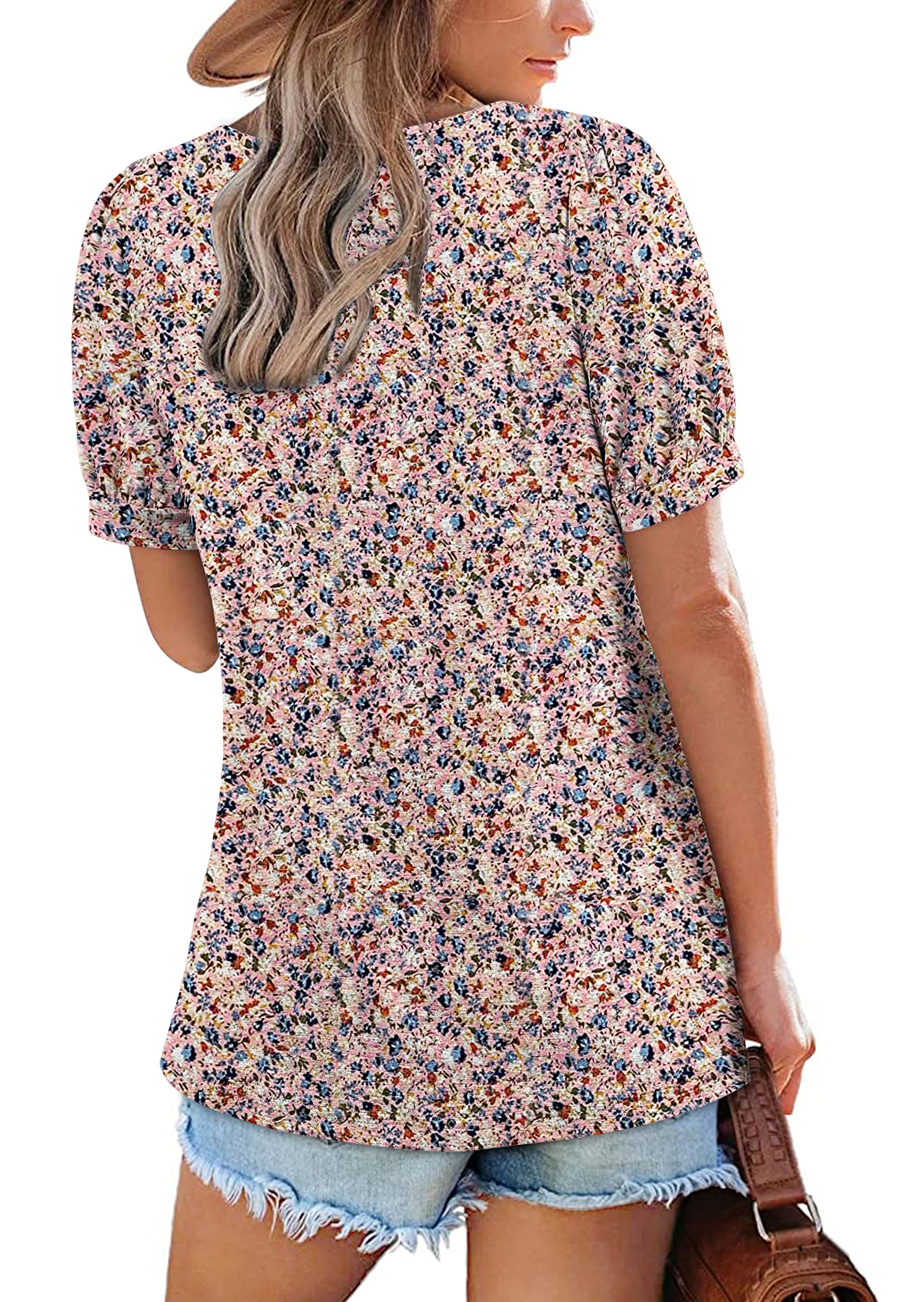 Zwurew Women's Summer Casual Puff Short Sleeve T-Shirt - Square Neck Pleated Flowy Tunic Top for Leggings (Sizes S-2XL) | Perfect for Beach Outings, Yoga, and Everyday Wear