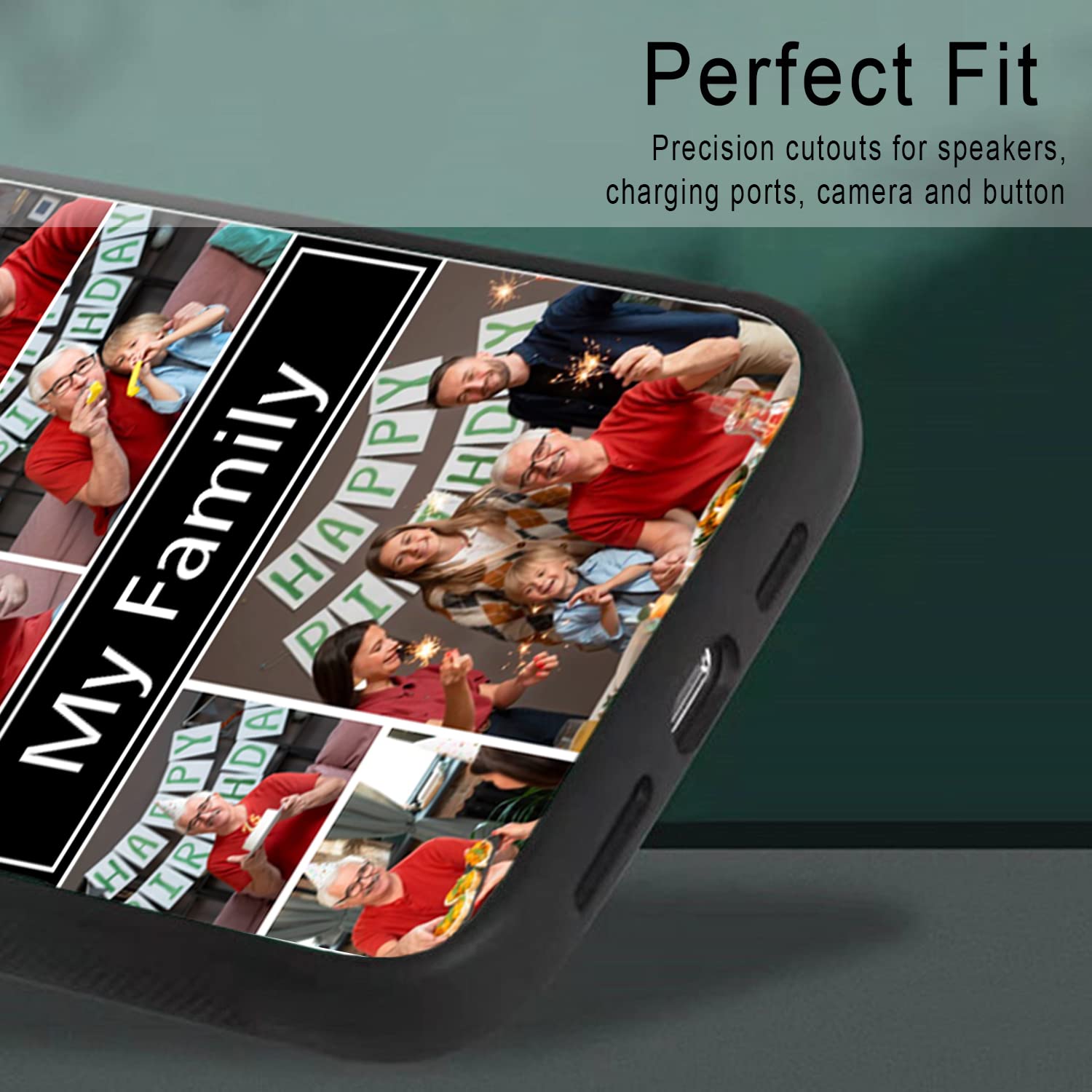 **Custom Photo Collage Phone Case - Personalized Birthday Gift for Mom, Dad, Family - Compatible with iPhone X/XS/XR/11/12/13 Pro Max - Black Case with Custom Name & Multiple Pictures - Perfect for Holidays, Anniversaries & Special Occasions**