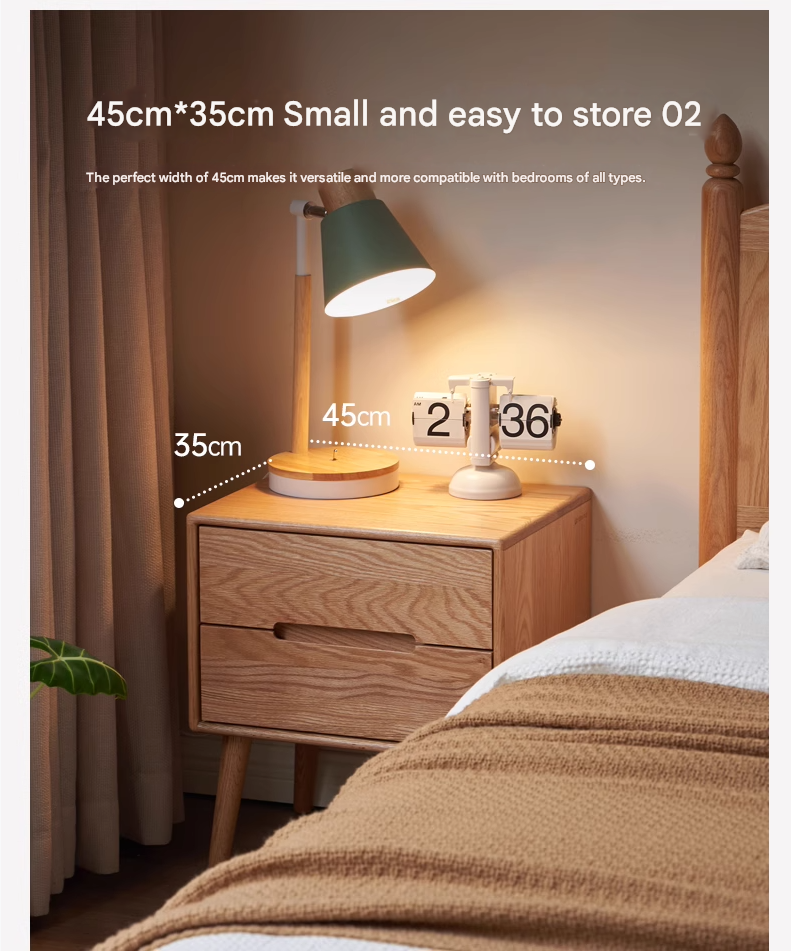 Solid Oak Wood Nightstand - Sturdy Bedside Table for Bedroom, Living Room, or Office - Perfect for Storage and Decor