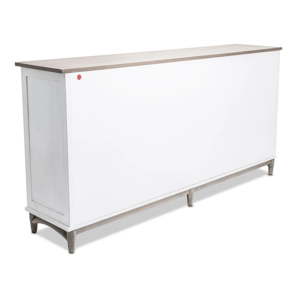 Handmade Indian Solid Mango Wood Sideboard - Ethereal Whites Carved Furniture for Dining Room & Living Room Storage