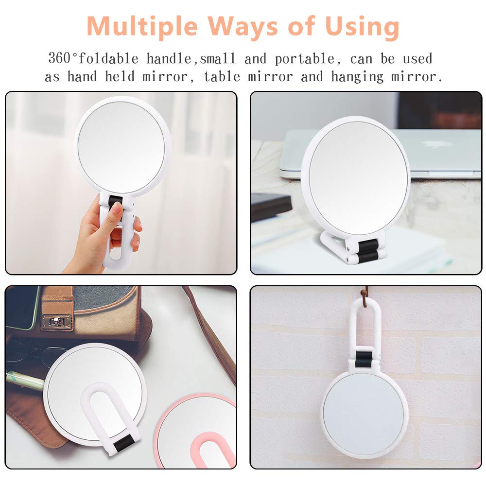 5X/1X Magnifying Makeup Mirror - Portable Handheld Vanity Mirror for Travel & Home Use