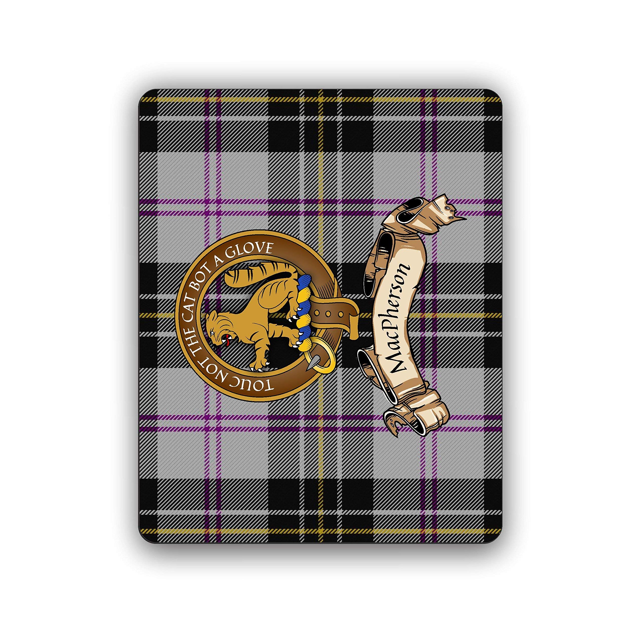 MacPherson Scottish Clan Tartan Crest Mouse Pad - Non-Slip Rubber Base for Office & Gaming Desks | Perfect for Work, Home, and Gaming Setups