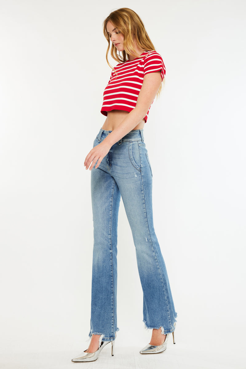 Giselle High Rise Flare Jeans for Women - Vintage 70s Inspired Stretch Denim Pants - Perfect for Casual Outfits, Date Nights & Boho Style