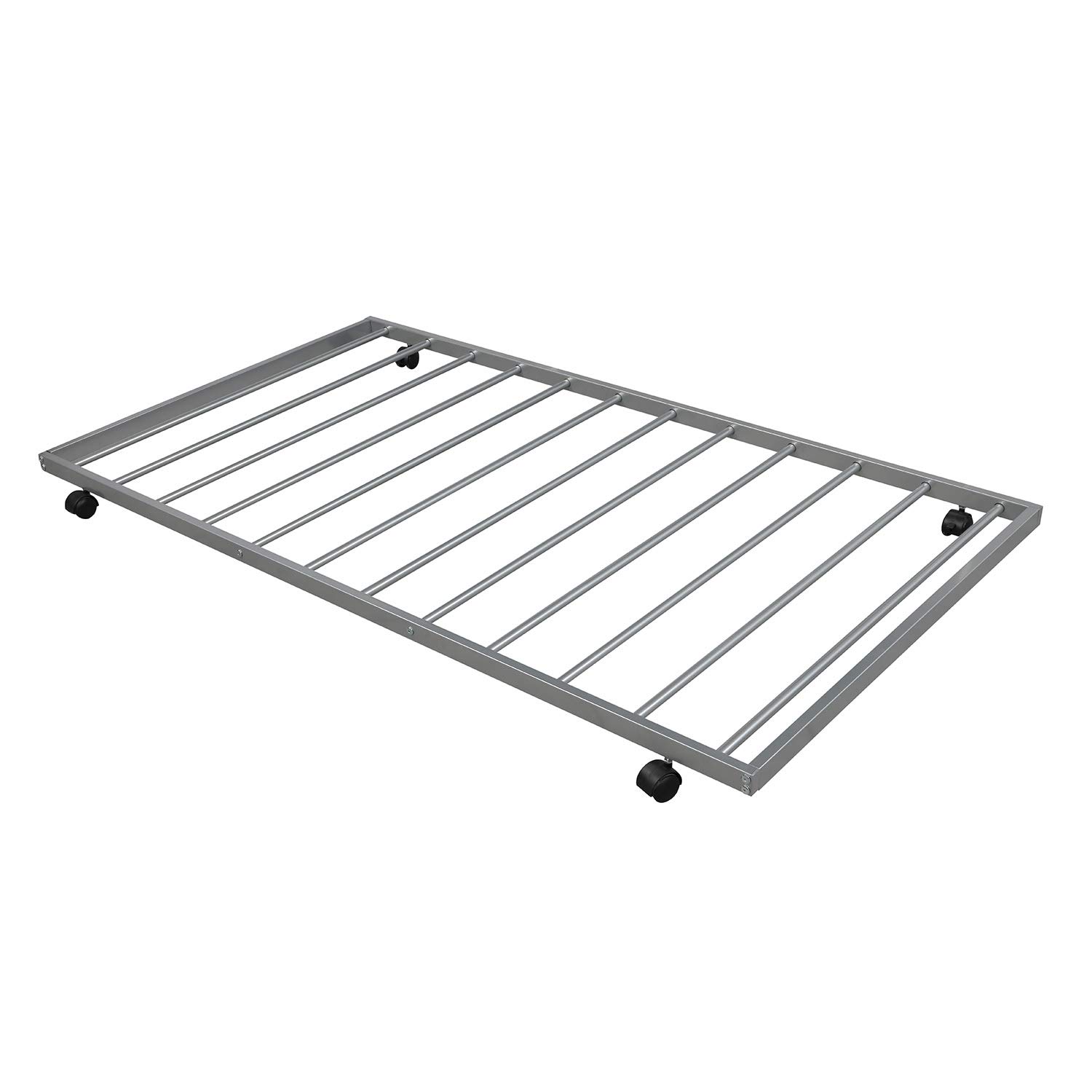 Danxee Twin Over Twin Modern Metal Bunk Bed with Trundle & Sturdy Guard Rail Ladder - Space-Saving Kids Bedroom Furniture for Small Rooms (Silver) | Perfect for Siblings, Sleepovers & Guest Rooms