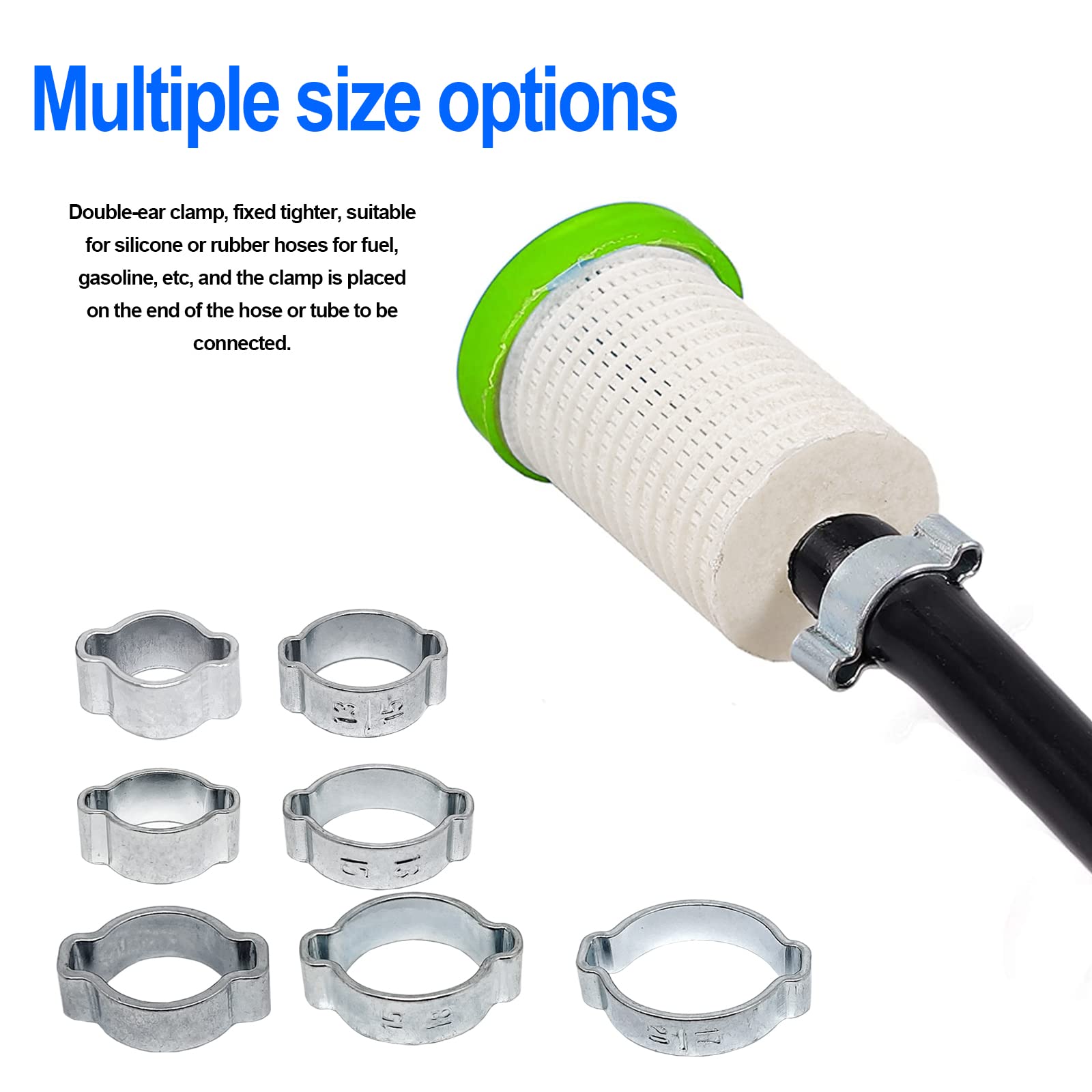 20pcs 5-7mm Adjustable Double Ear Hose Clamps - Zinc-Plated Steel for Plumbing & Automotive