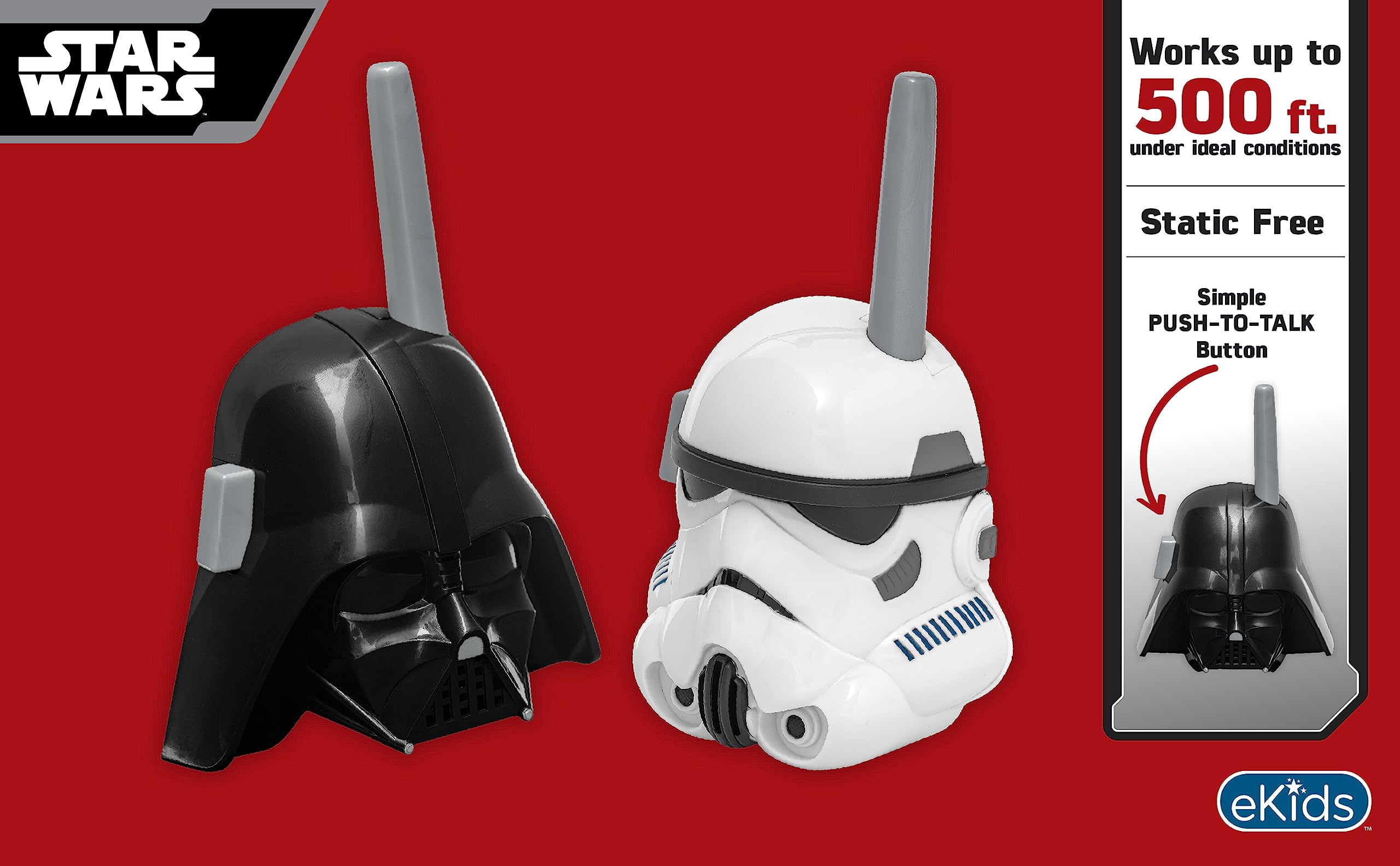 Star Wars Walkie Talkies for Kids - Darth Vader & Storm Trooper Design, 2-Way Radios for Outdoor Play, Camping & Backyard Adventures (eKids)