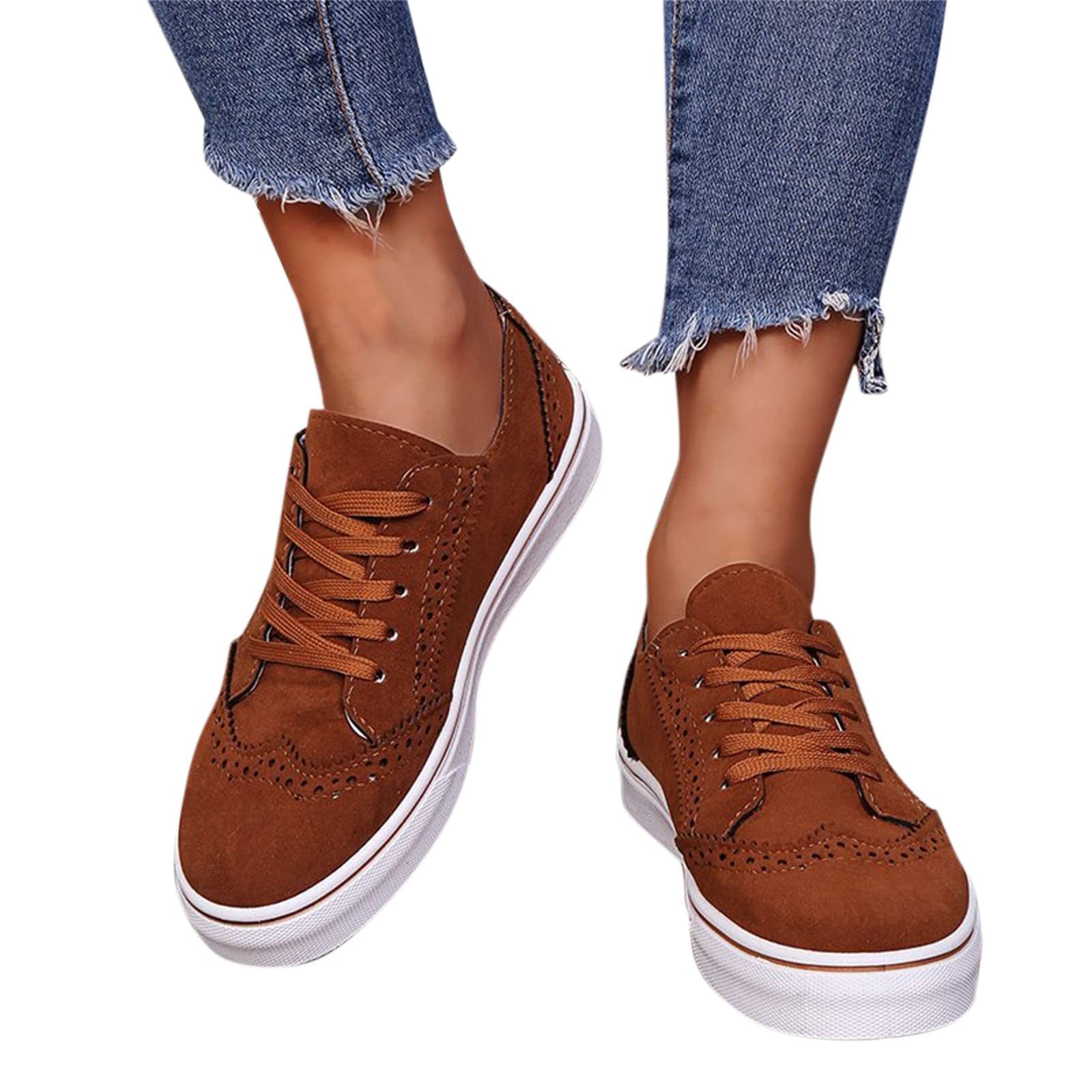 Stylish Women's Flats Shoes - Dressy & Comfortable Wide Fit, Casual Round Toe Lace-Up Oxfords with Low Heel Platform - Perfect for Office, Walking, and Everyday Wear