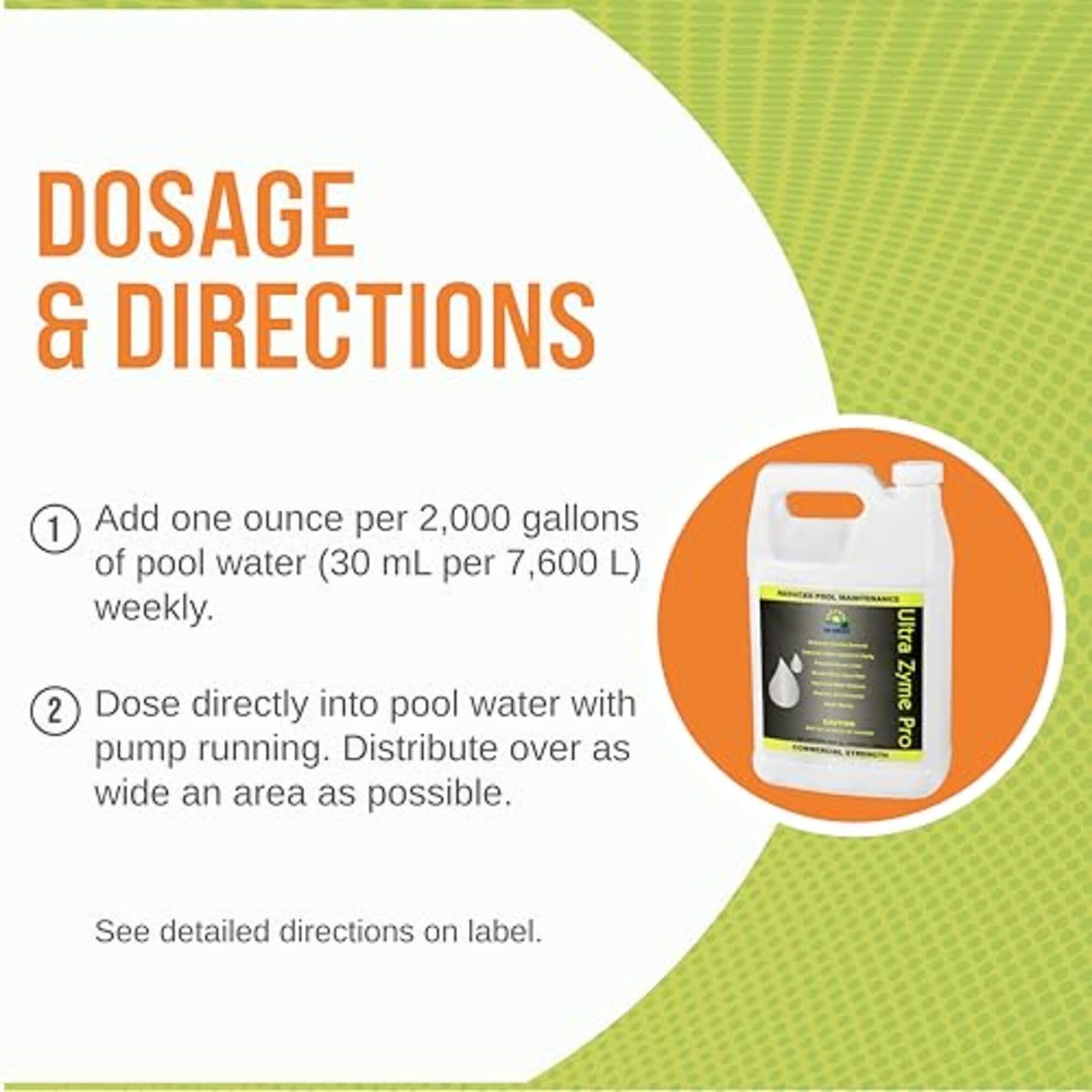 Ultra Zyme Pro Pool Enzyme Treatment - Powerful Swimming Pool Enzymes to Eliminate Scum Lines, Reduce Chlorine Demand 30-50%, Improve Water Clarity (128 Oz) for Crystal Clear Pools & Spas