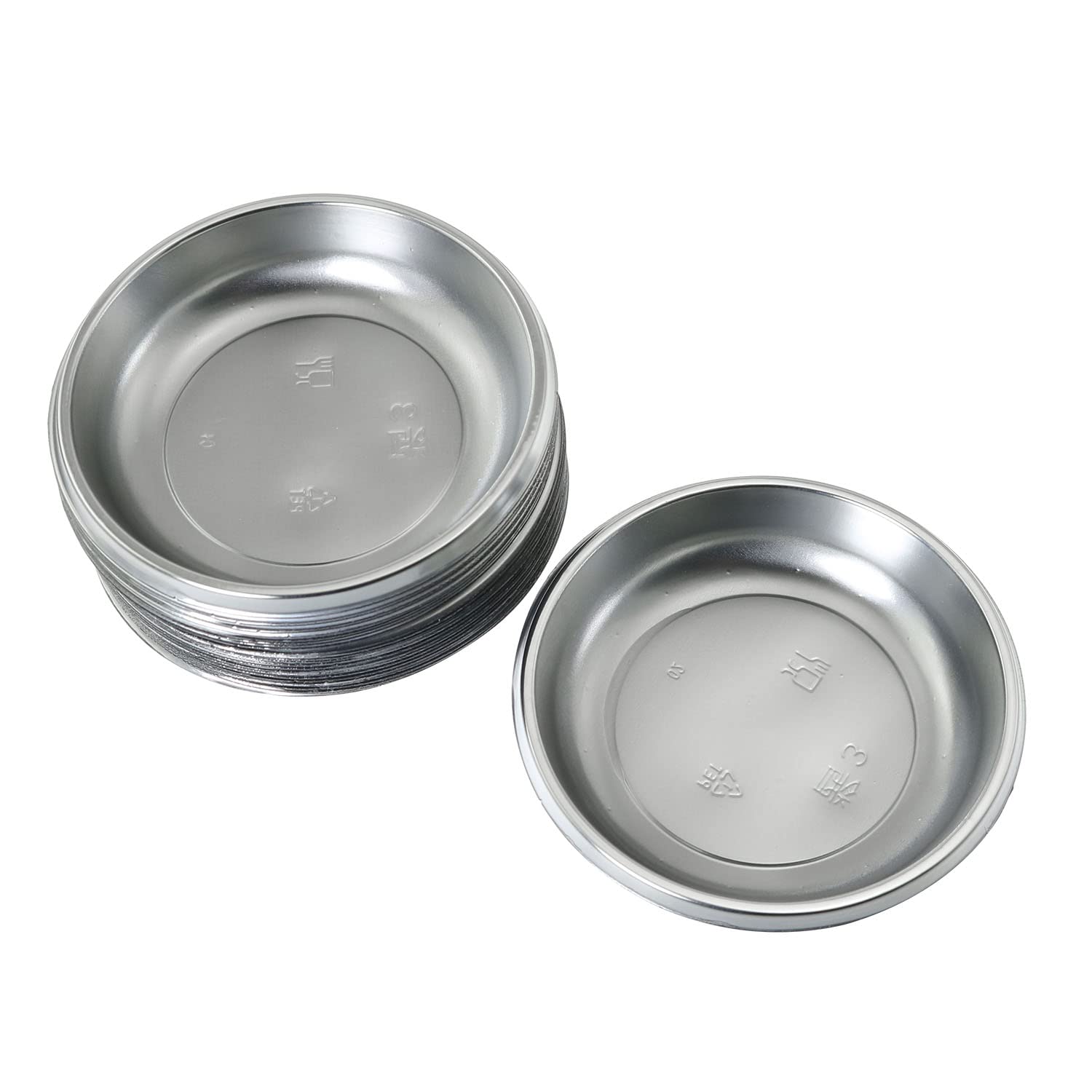 30-Pack Plastic Disposable Sauce Bowls - 2oz Round Dipping Dishes for Soy Sauce, Condiments, Soup & Seasoning - Perfect for Home, Restaurants & Party Catering (Silver)