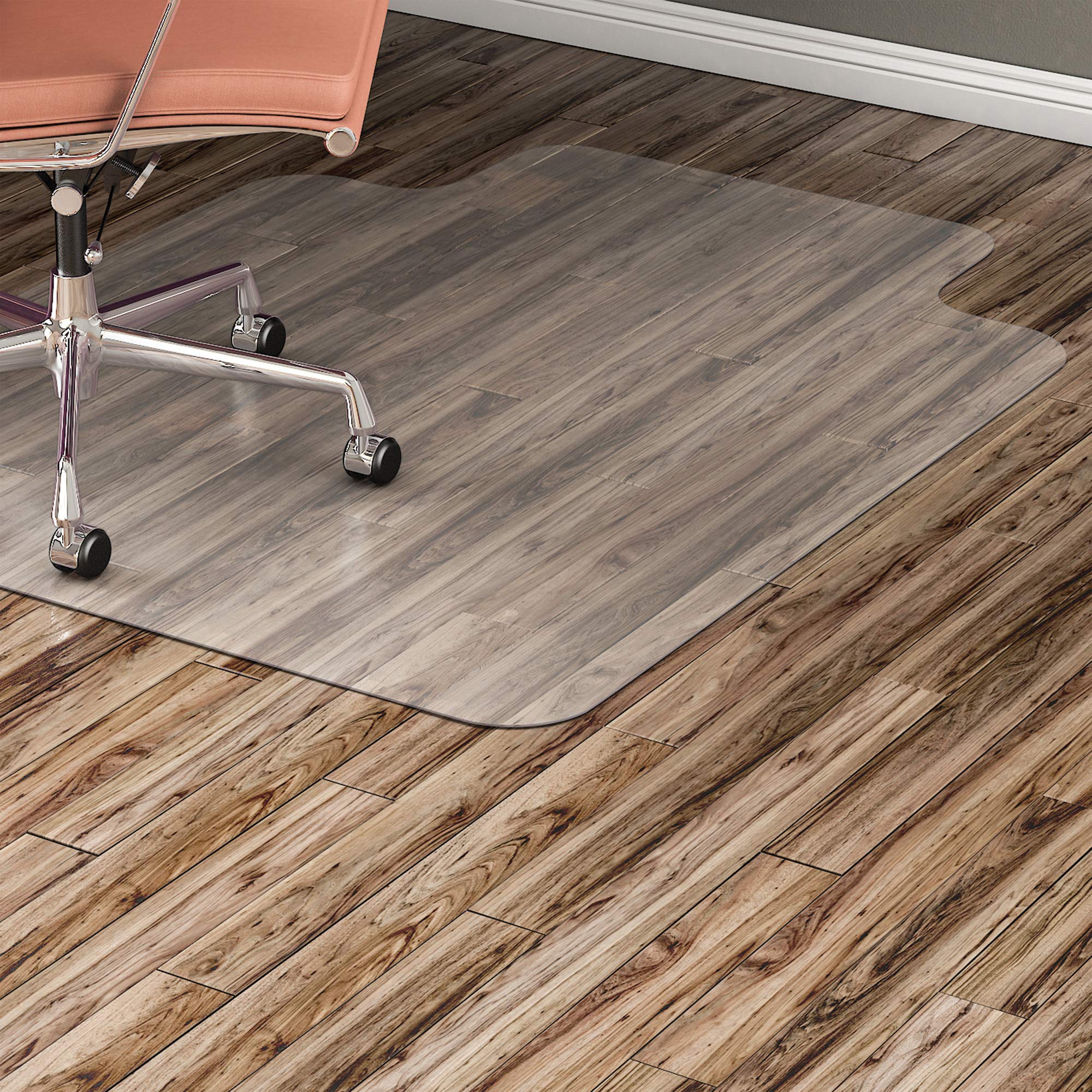 Lorell LLR69168 Clear Hard Floor Wide Lip Vinyl Chairmat - 1 Each - Protects Hardwood & Tile Floors from Office Chair Damage - Perfect for Home Office, Study Room & Workspace