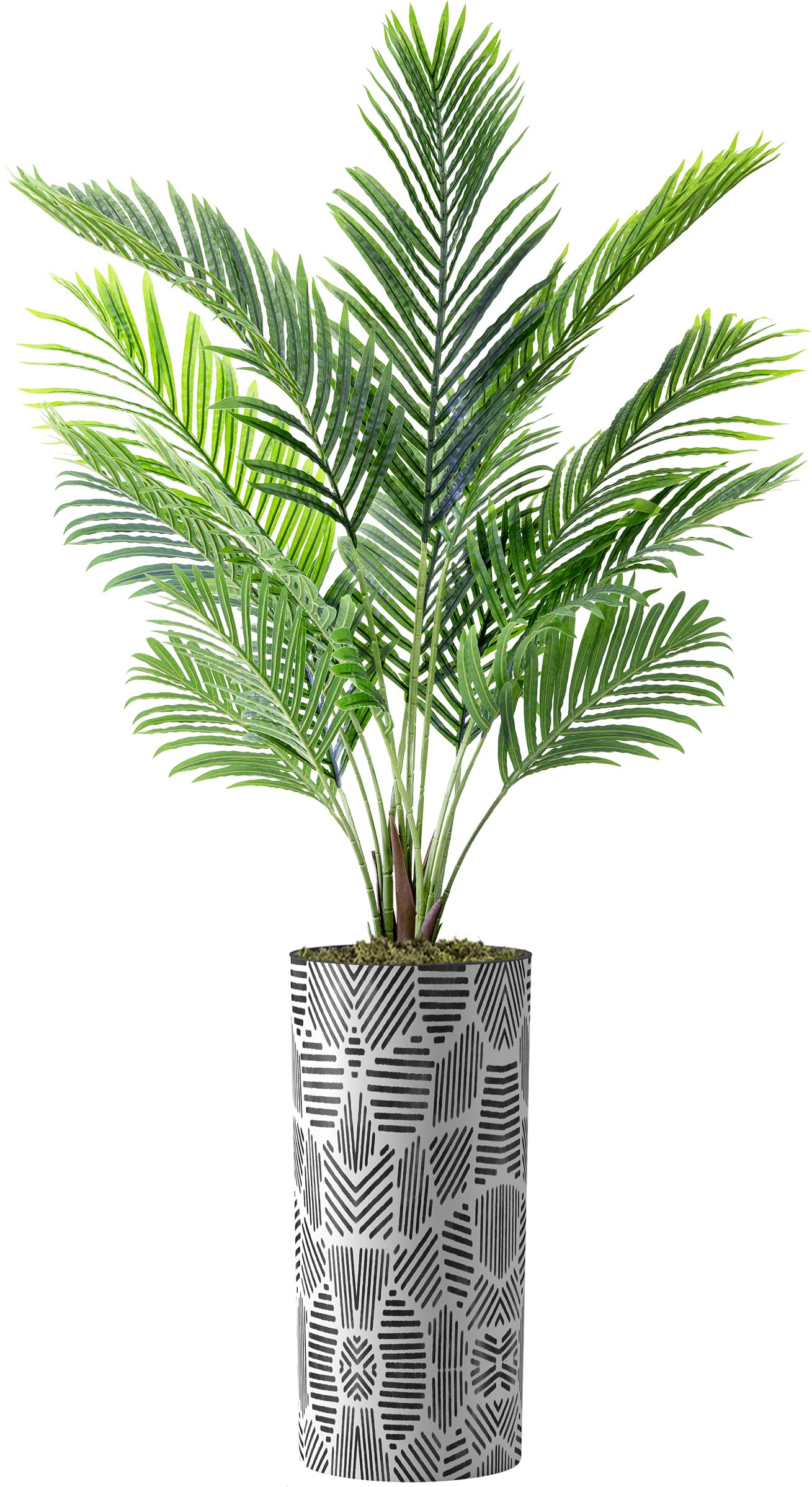 Contemporary Geometric Planter with Artificial Areca Palm Tree - 66