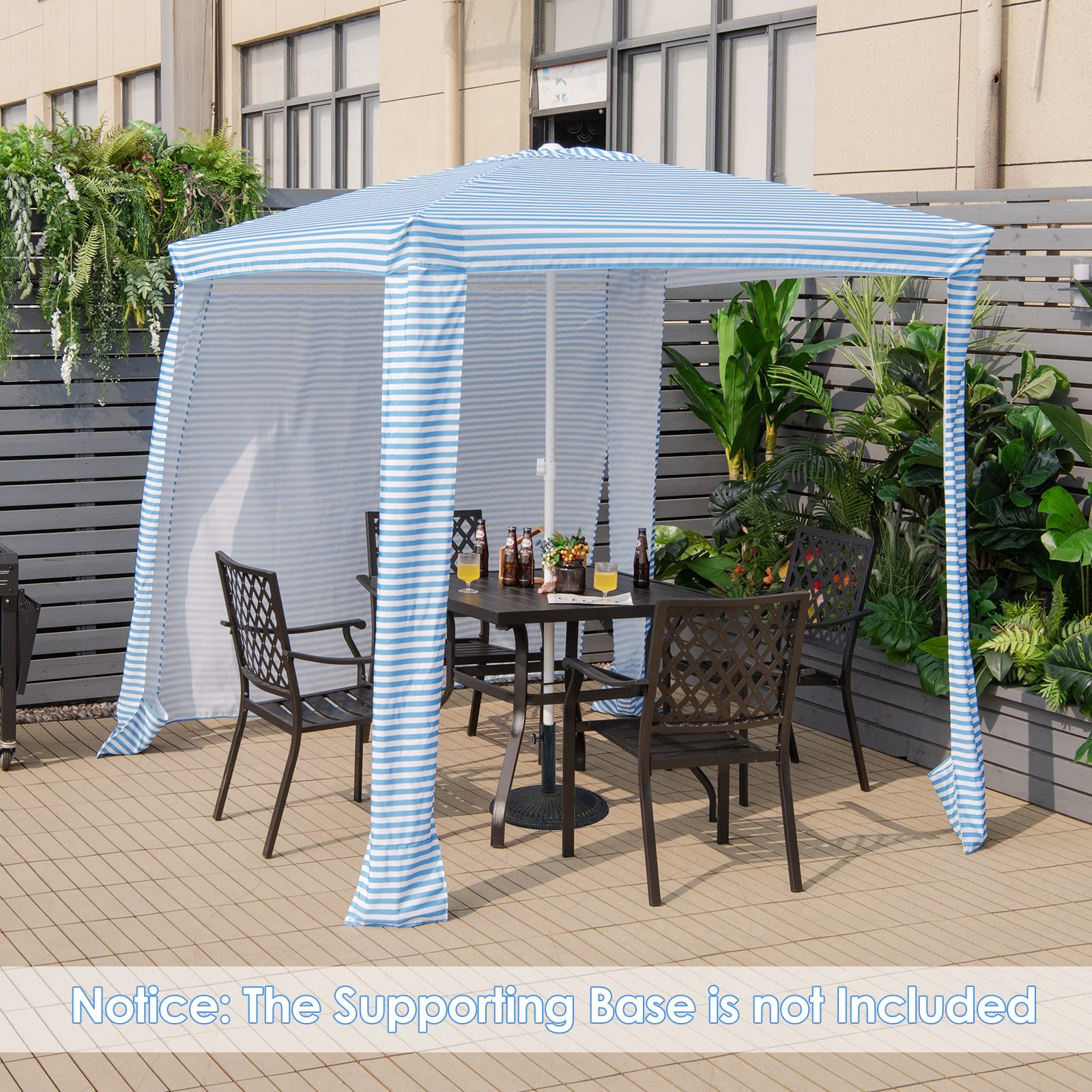 6.7’ x 6.8’ Portable Beach Cabana Tent - Easy Setup Sun Shelter with Adjustable Height, Detachable Sidewall, Carry Bag & 4 Sandbags (NP10352BL) - Perfect for Beach, Poolside, Camping & Outdoor Family Gatherings