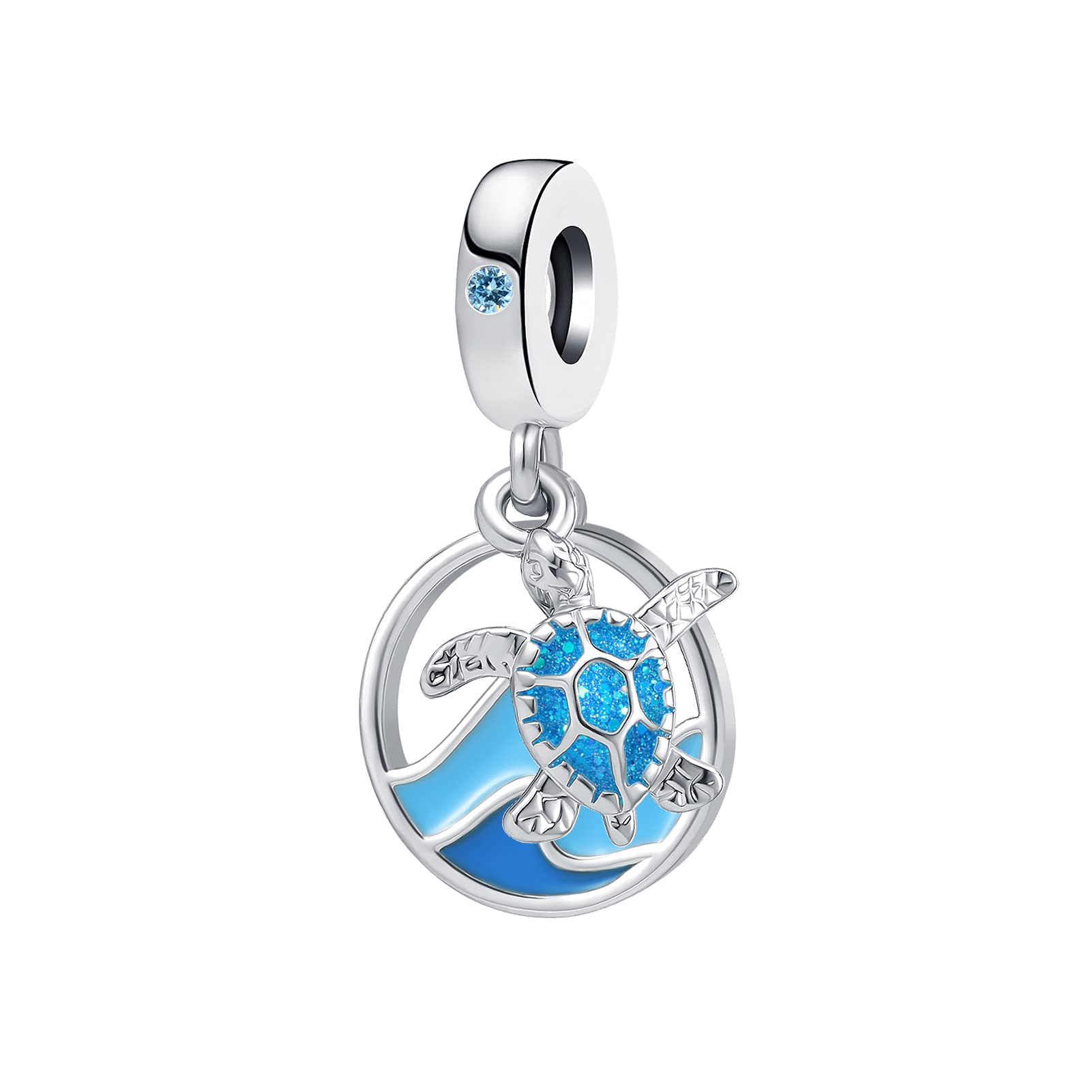 Blue Sea Turtle Charm Bead for Pandora Bracelets - Dangle Jewelry Gift for Women, Girlfriend, Mom, Sister, Wife - Perfect for Beach Party, Birthday & Anniversary Gifts