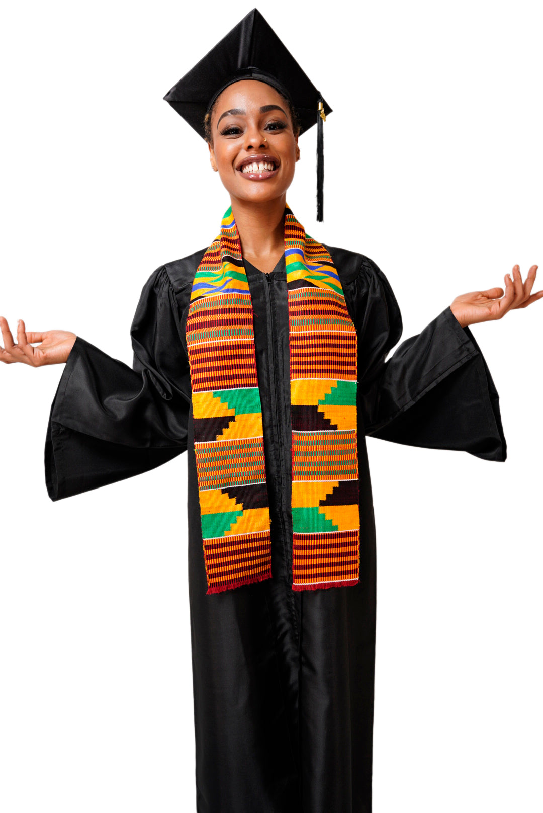 Authentic Kente Hand-Woven Graduation Stole & Sash DPKS200S - Perfect for Graduation Ceremonies, Cultural Events & African Heritage Celebrations