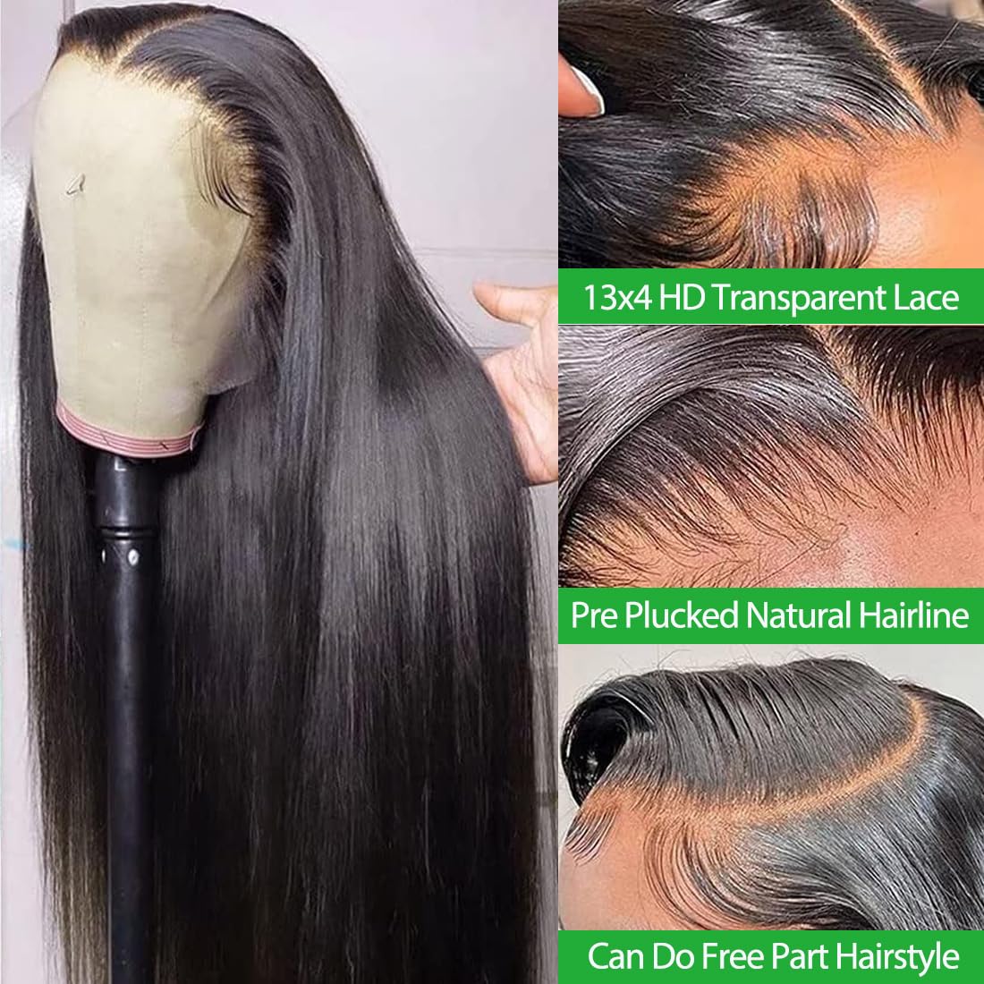 Brazilian Virgin Human Hair Lace Front Wig 20 Inch Straight 13x4 Pre Plucked with Baby Hair - Glueless Natural Color Wig for Women | Perfect for Daily Wear, Cosplay, and Special Occasions